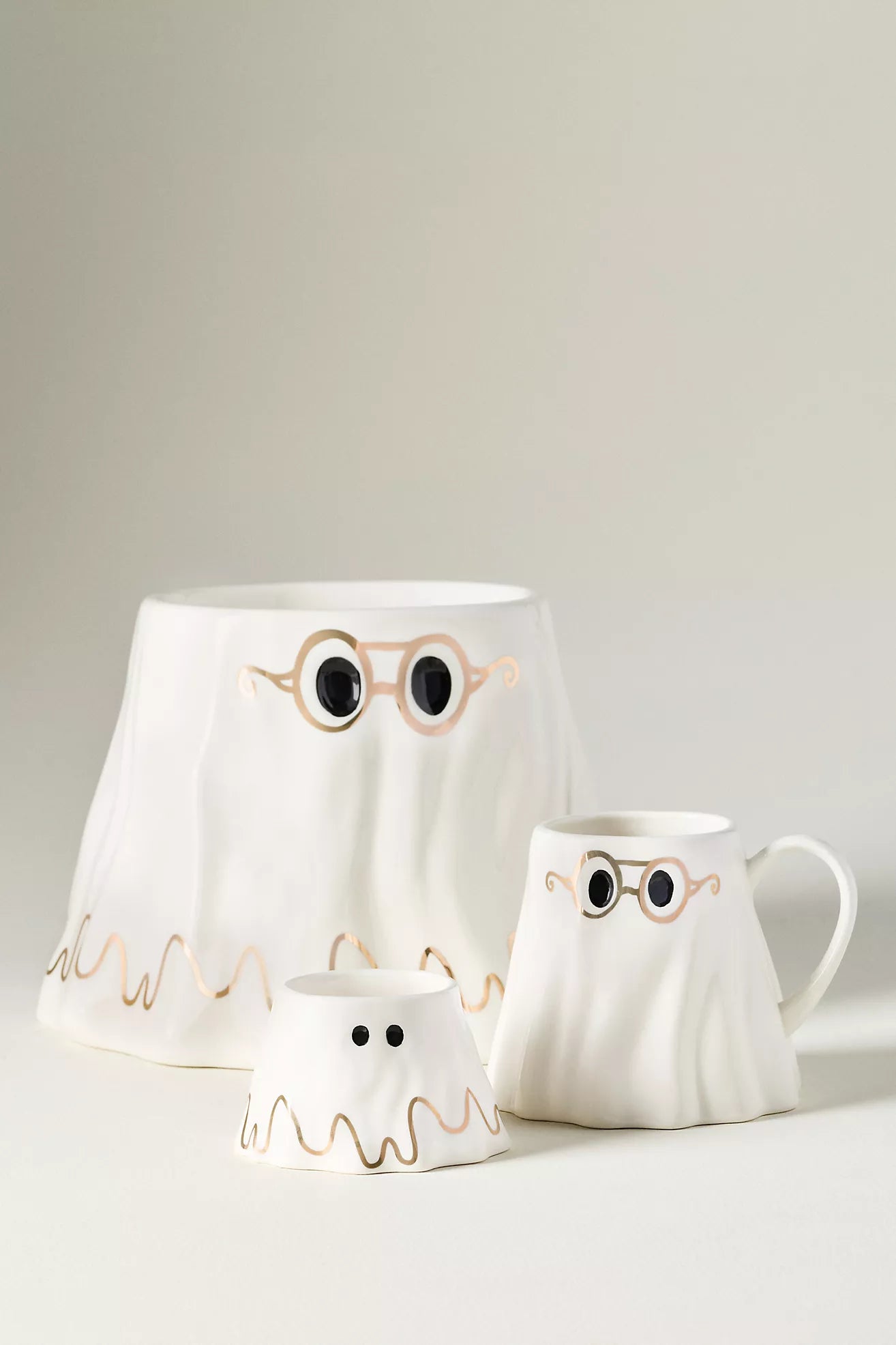 The Mud Fairy Stoneware 24k Gold Accent Ghost Mug