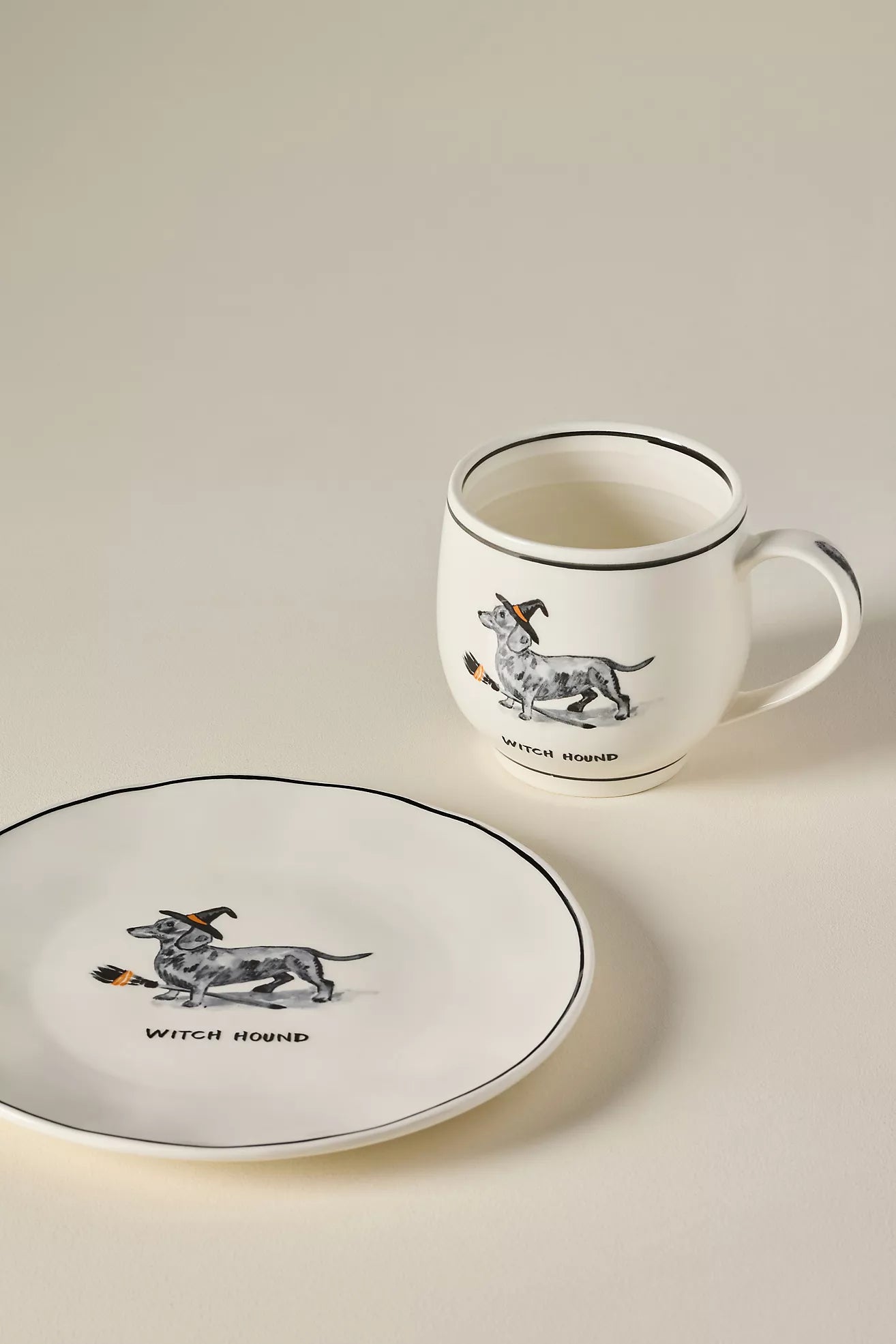Molly Hatch Stoneware Halloween Dog Mug Witch Hound