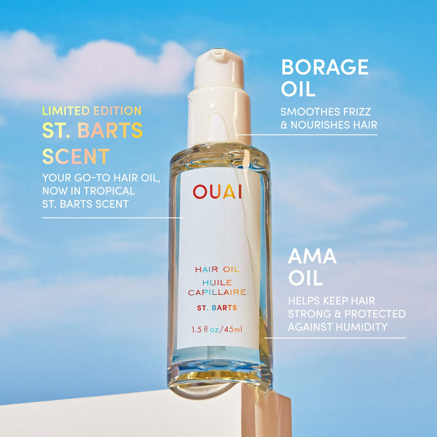 OUAI St. Barts Hair & Body Mist, Leave In Conditioner & Hair Oil Gift Set *PRE ORDER*