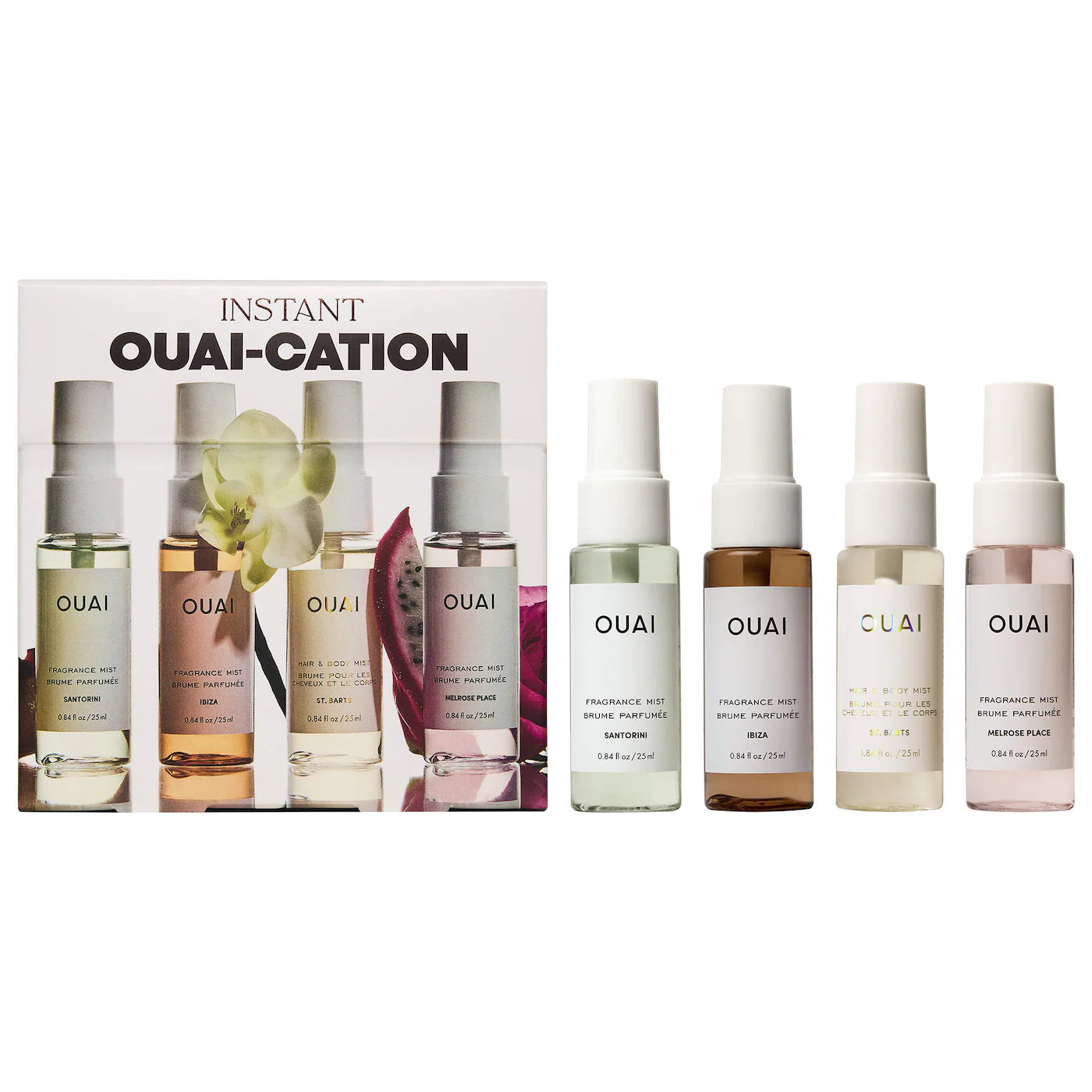 OUAI Mini St. Barts, Ibiza, Santorini & Melrose Hair & Body Mist Set *PRE ORDER*