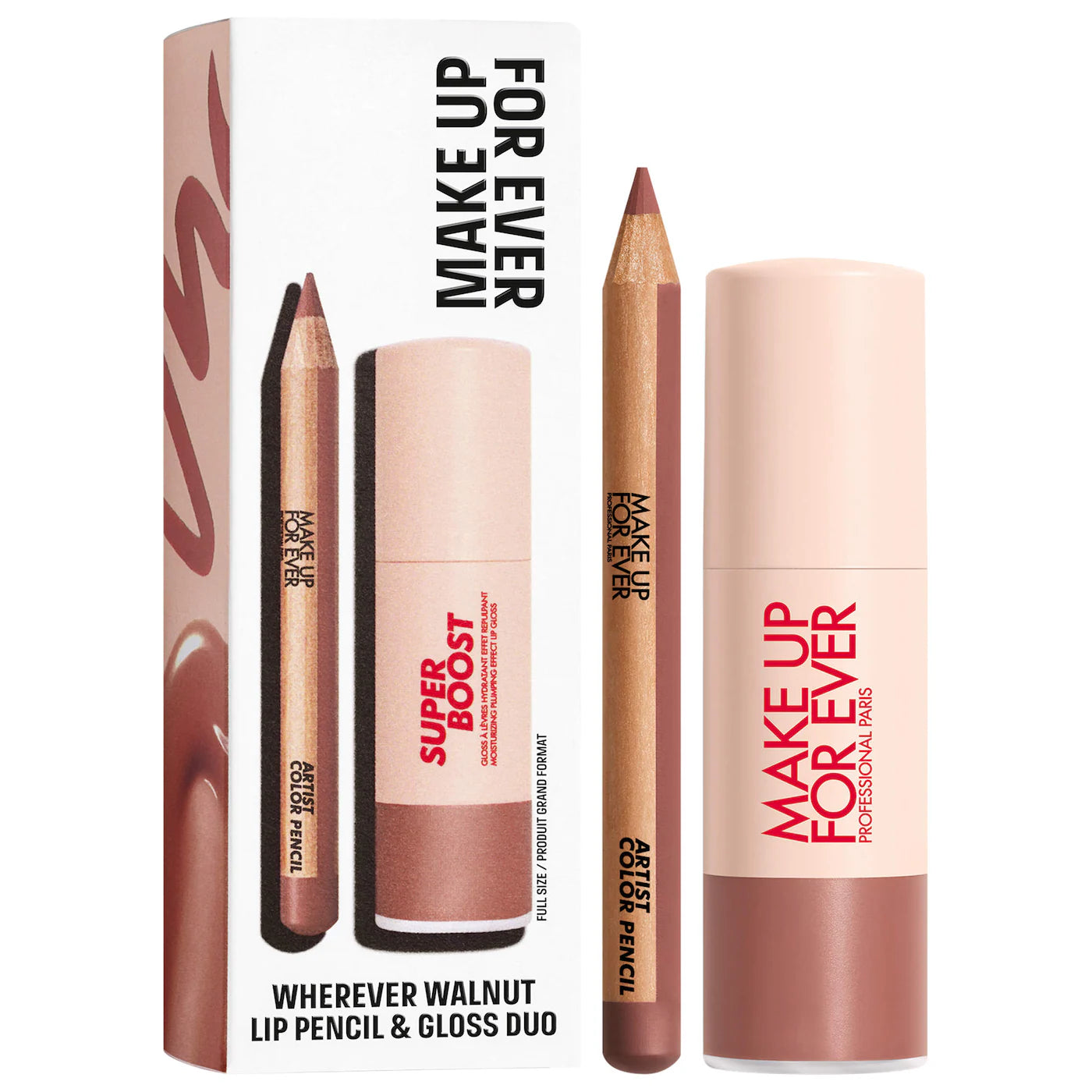 MAKE UP FOR EVER Mini Artist Color Pencil Lip Liner & Full Size Super Boost Lip Gloss Kit *PRE ORDER*