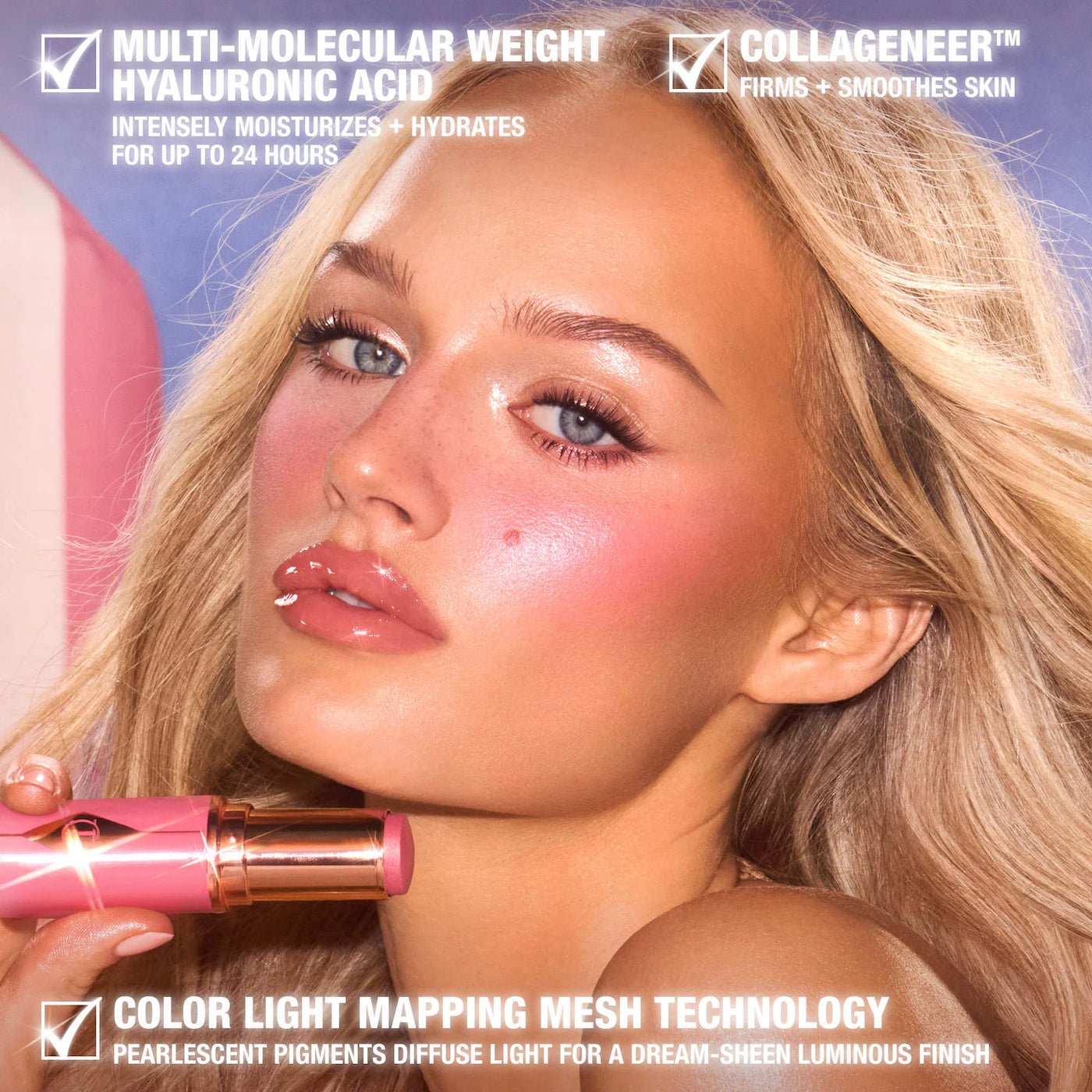 CHARLOTTE TILBURY Mini Unreal Lip + Cheek Glow Blush Stick with Hyaluronic Acid *PRE ORDER*