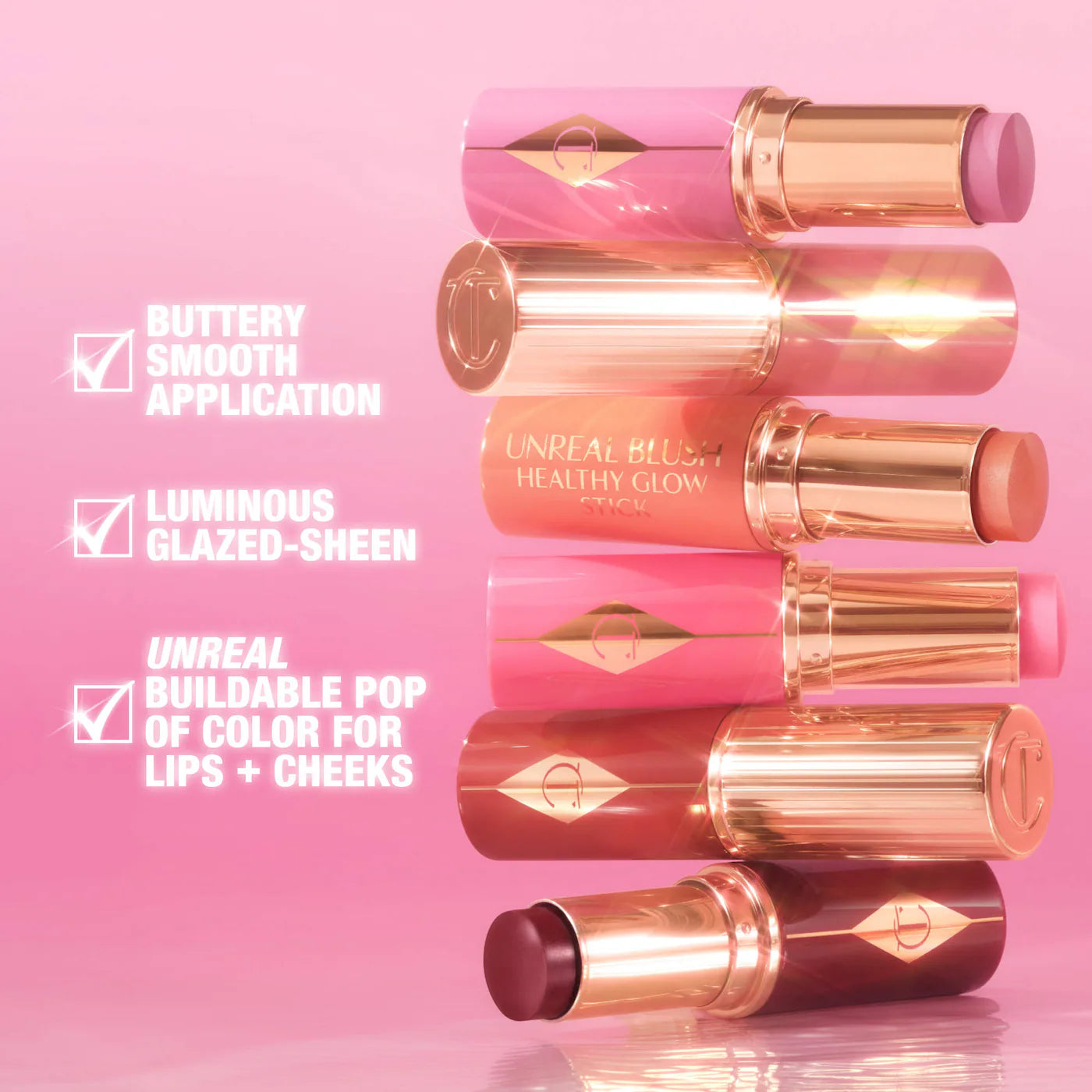 CHARLOTTE TILBURY Mini Unreal Lip + Cheek Glow Blush Stick with Hyaluronic Acid *PRE ORDER*