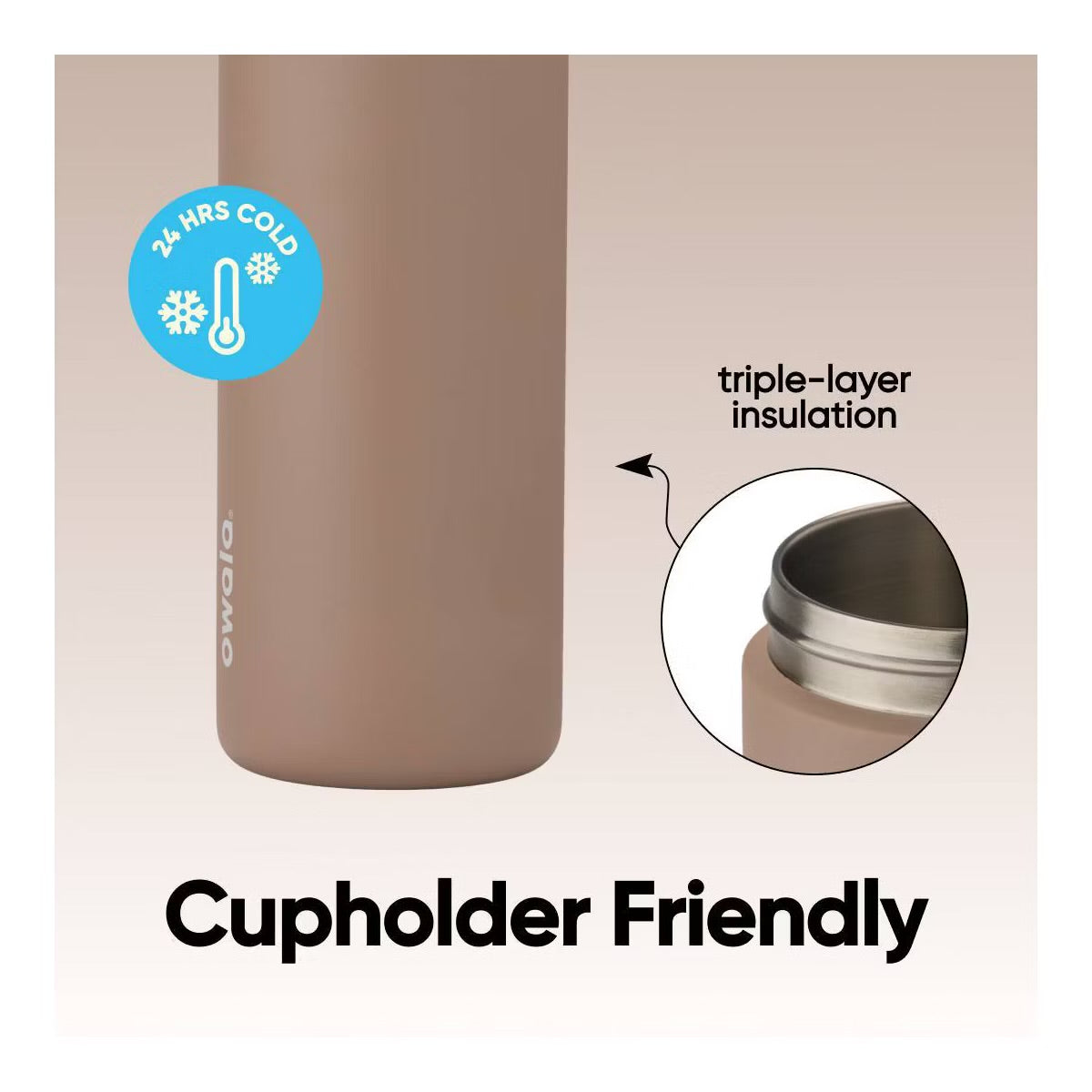 OWALA 24 fl oz Stainless Steel Special Edition FreeSip Insulated Water Bottle - Brown Sugar *PRE ORDER*