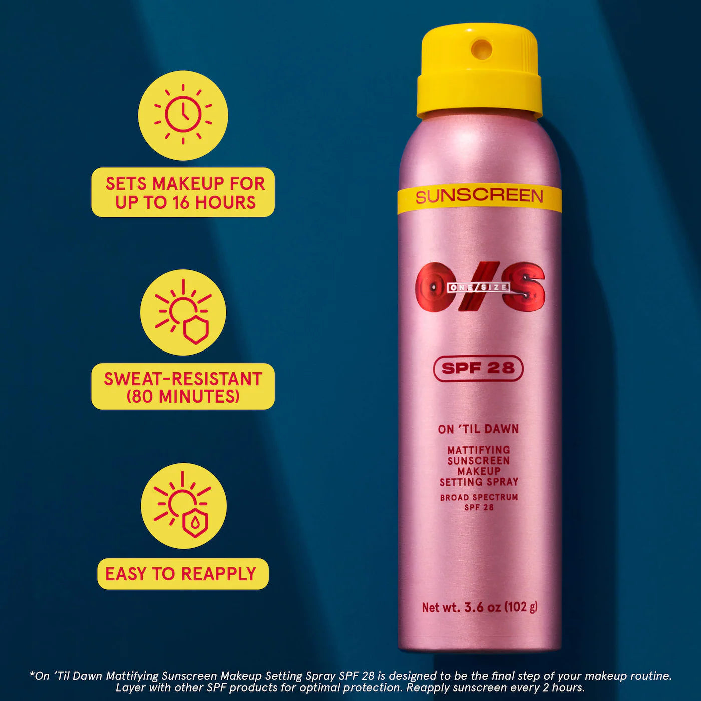 ONE SIZE On 'Til Dawn Mattifying Sunscreen Makeup Setting Spray SPF 28 *PRE ORDER*