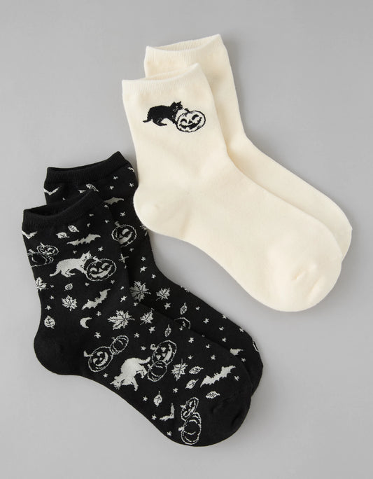 AMERICAN EAGLE AE Halloween Cropped Crew Socks 2-Pack