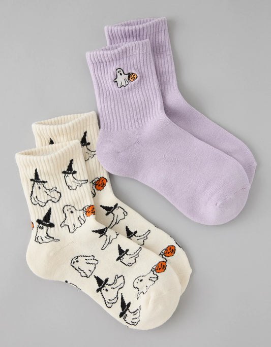 AMERICAN EAGLE AE Halloween Cropped Crew Socks 2-Pack