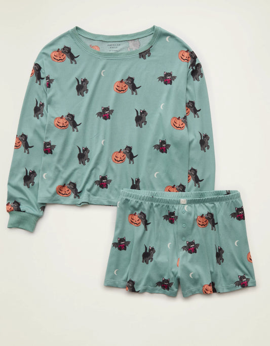 AMERICAN EAGLE AE Luxe Plush Long Sleeve + Short PJ Set *PRE ORDER*