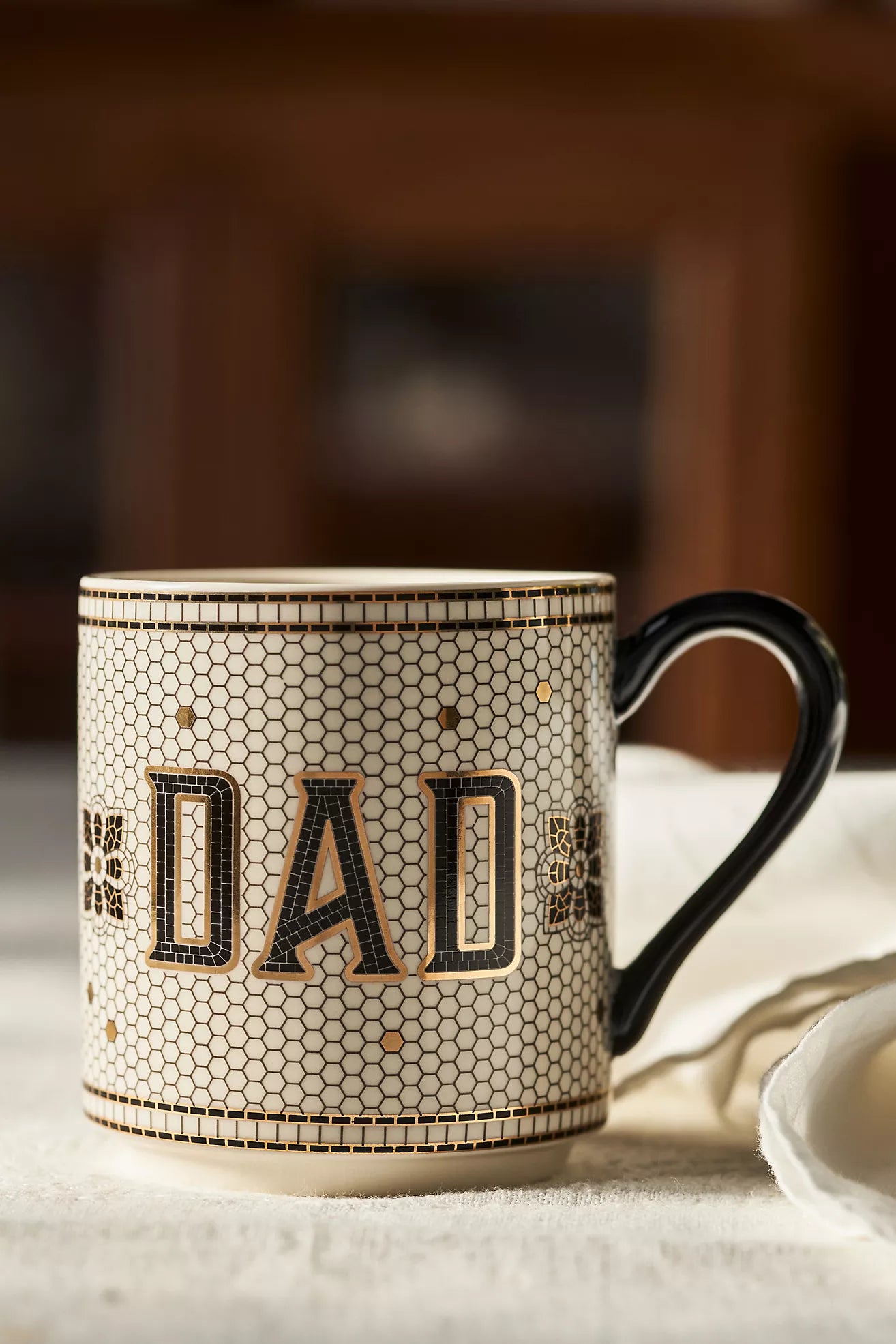 Bistro Tile Stoneware 24k Gold Accent Family Mug Dad