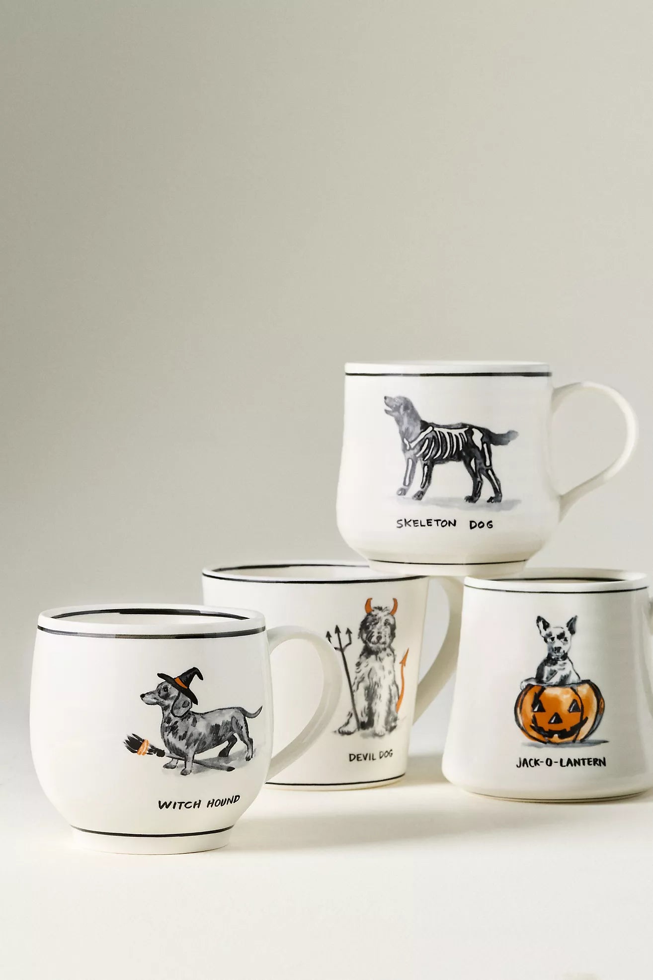 Molly Hatch Stoneware Halloween Dog Mug Skeleton Dog