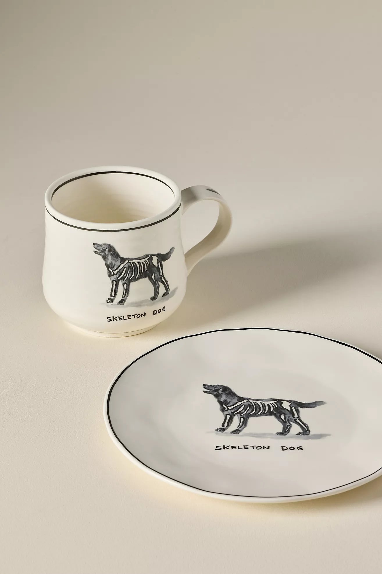 Molly Hatch Stoneware Halloween Dog Mug Skeleton Dog