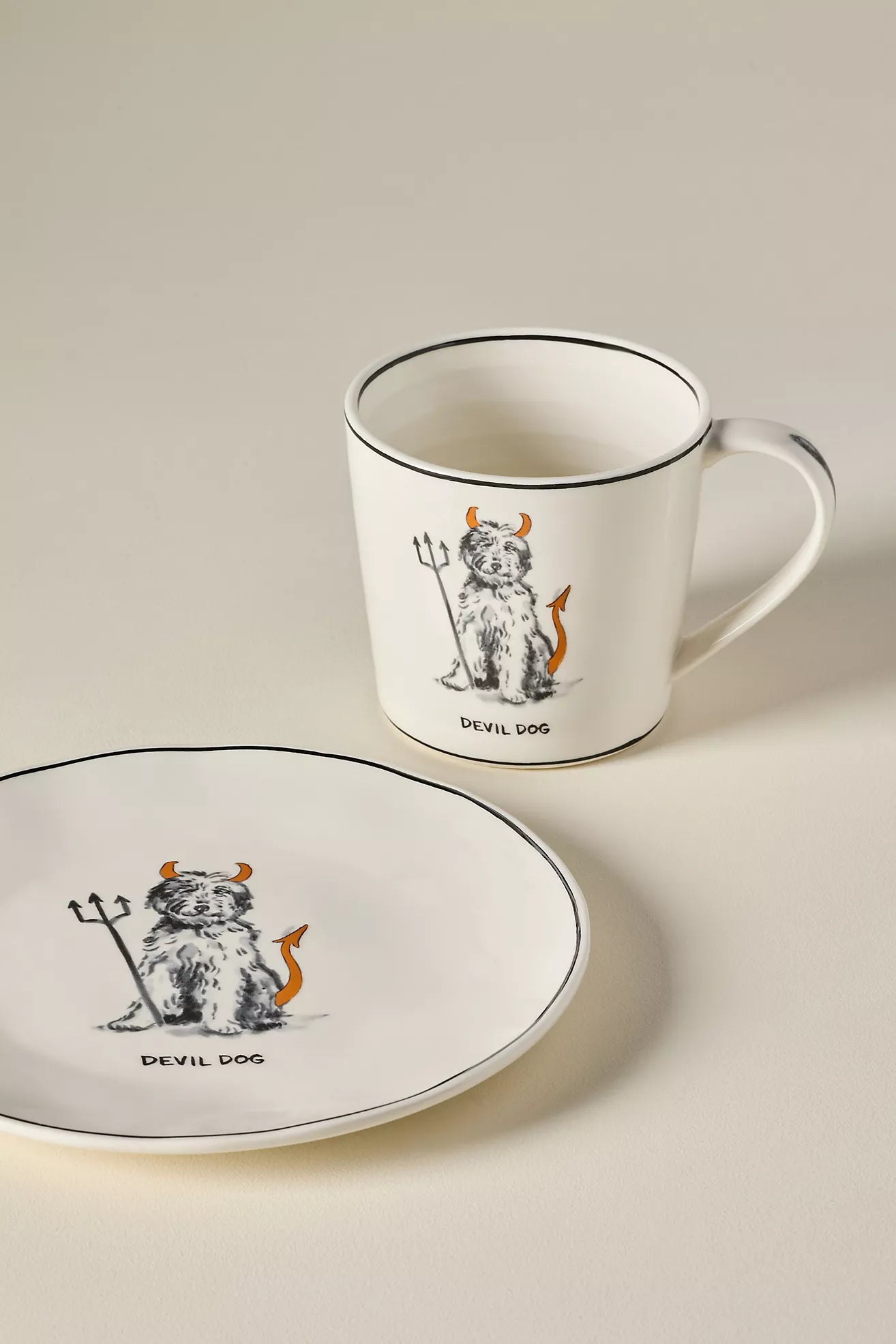 Molly Hatch Stoneware Halloween Dog Mug Devil Dog