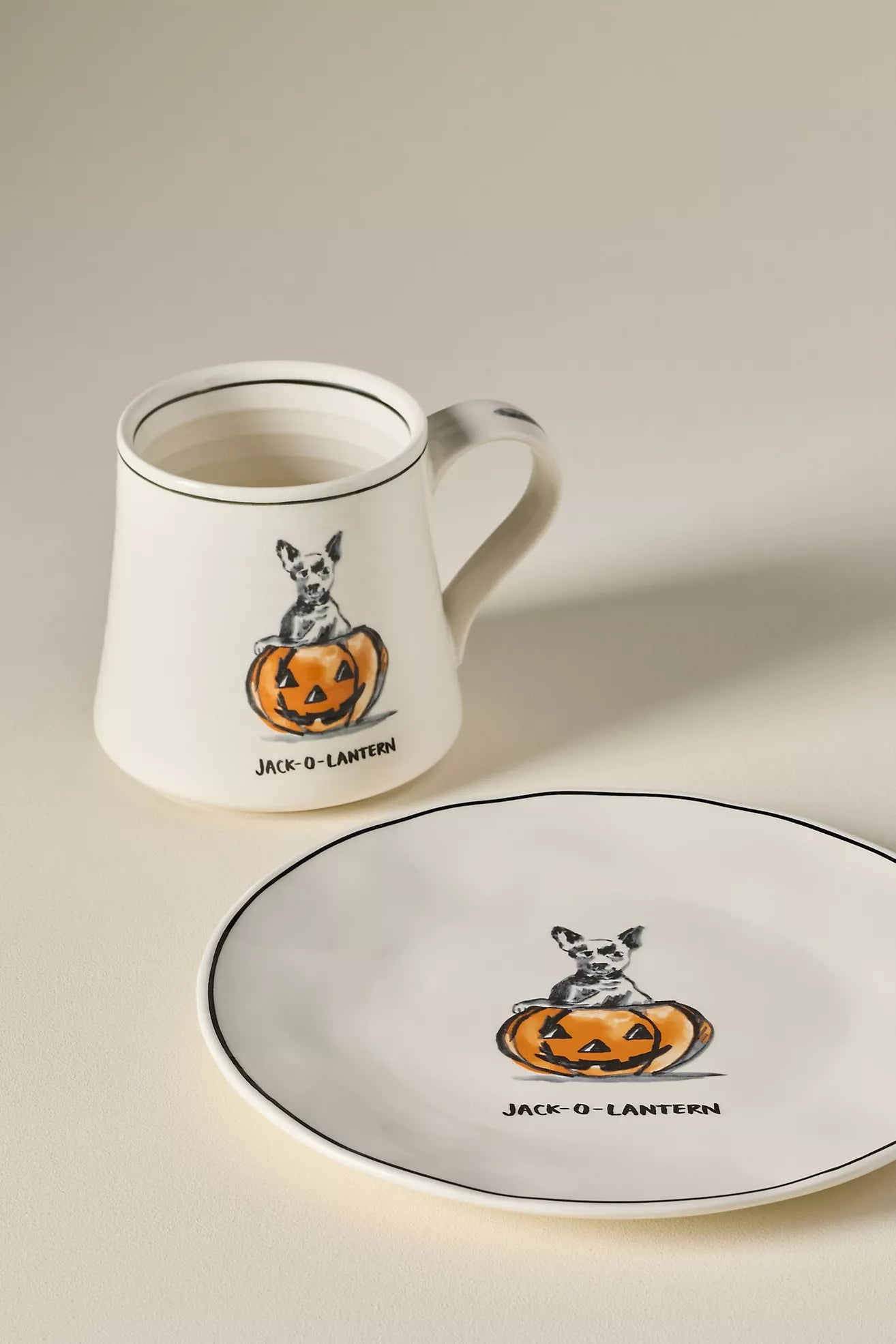 Molly Hatch Stoneware Halloween Dog Mug Jack-O-Lantern