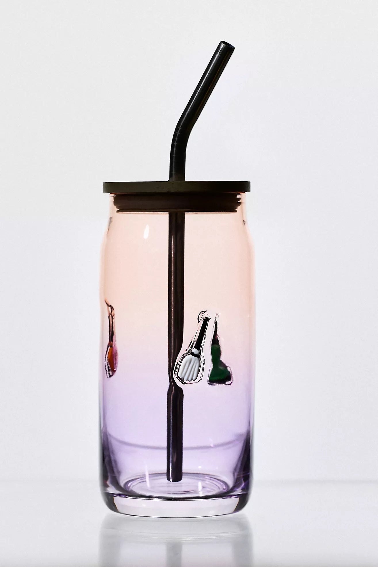 Mystic Halloween Icon Juice Glass Tumbler with Lid Brooms