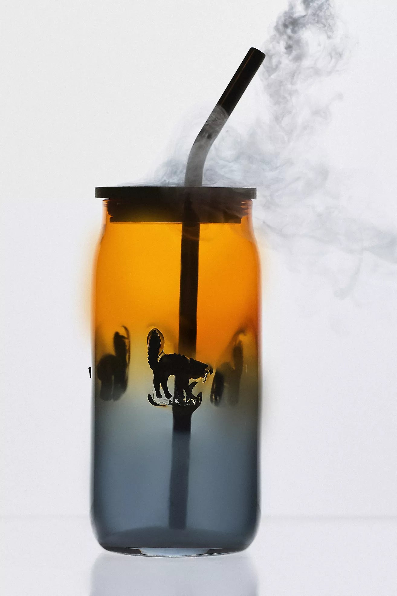 Mystic Halloween Icon Juice Glass Tumbler with Lid Scaredy Cat