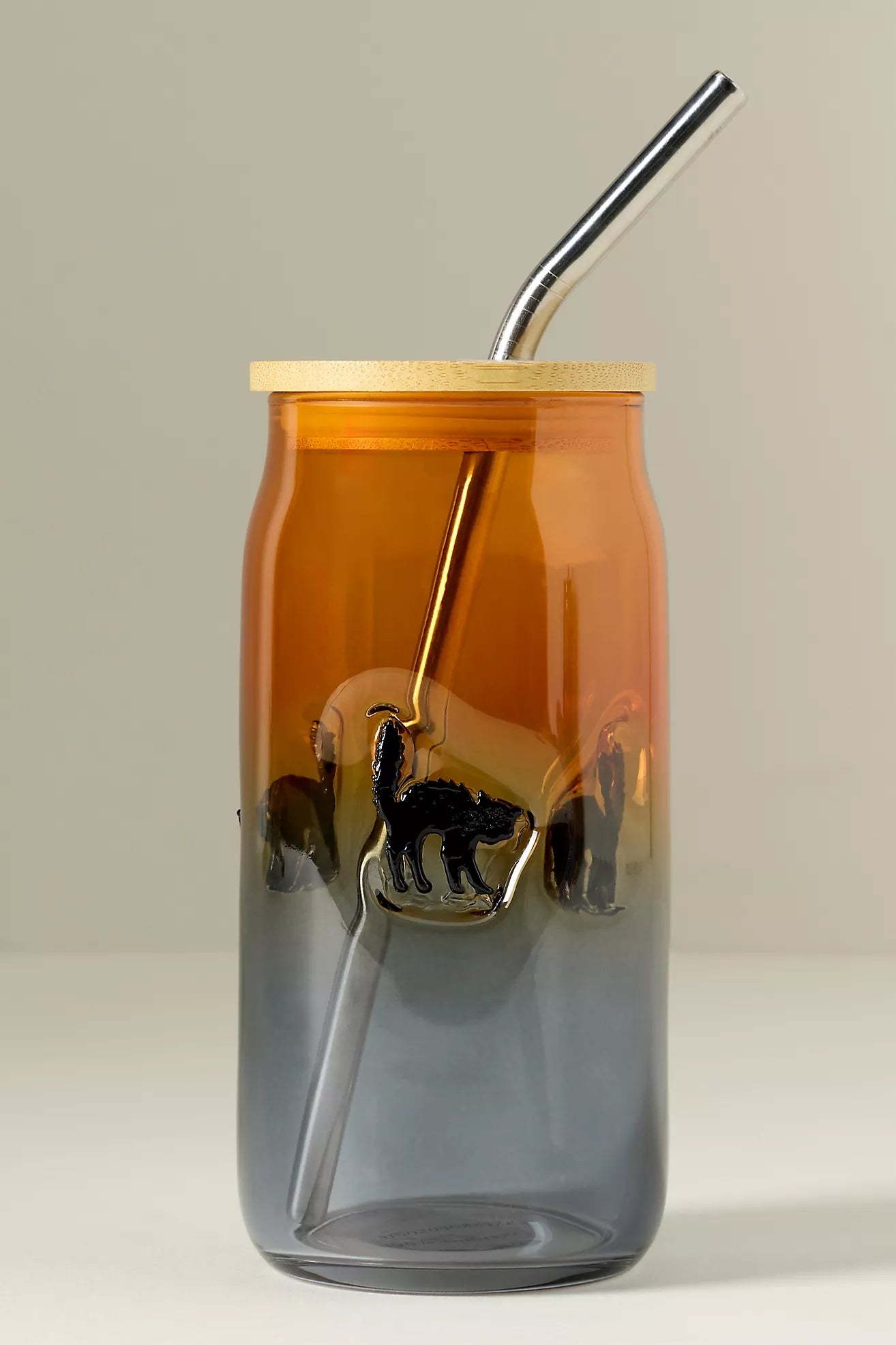 Mystic Halloween Icon Juice Glass Tumbler with Lid Scaredy Cat