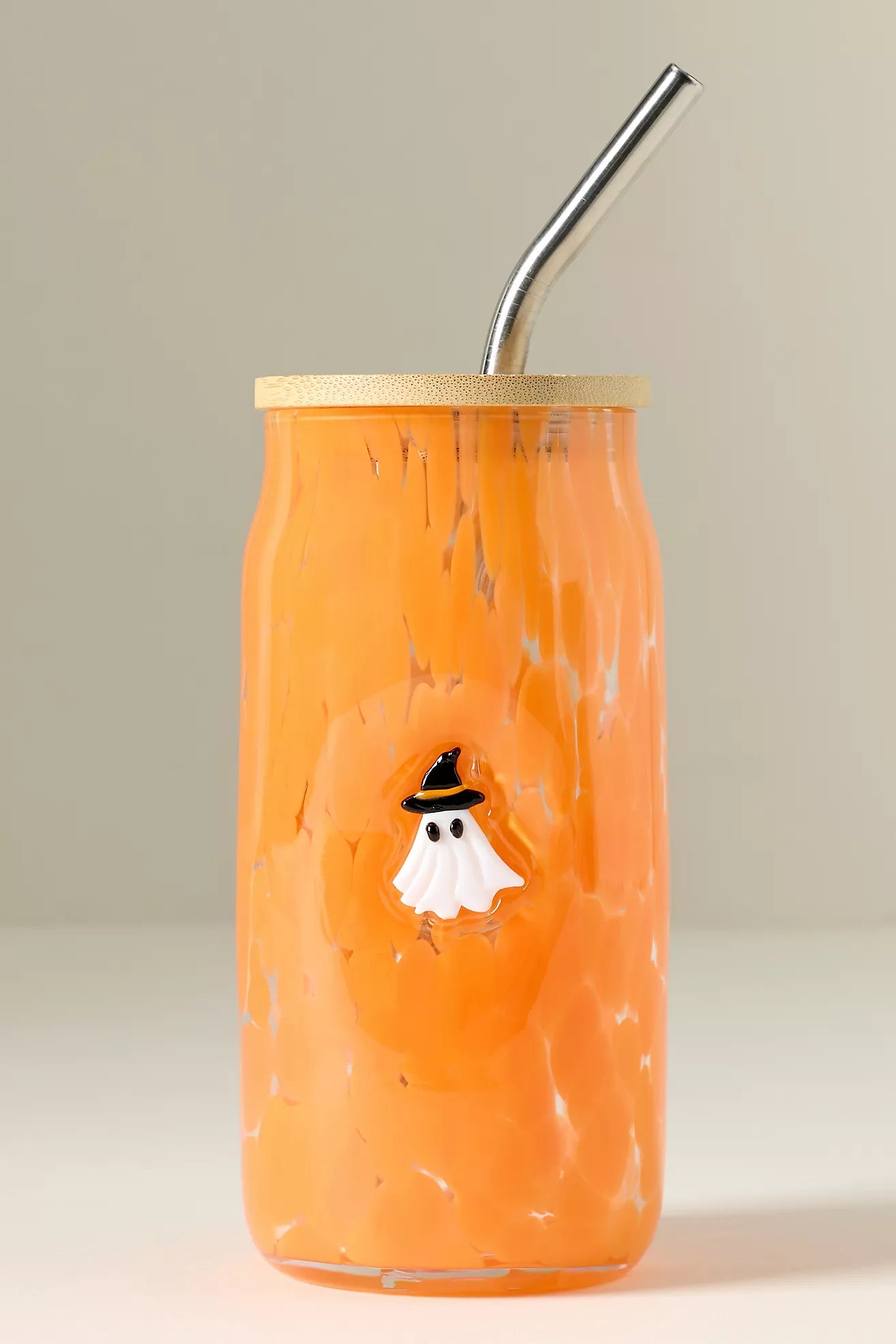 Mystic Halloween Icon Juice Glass Tumbler with Lid Witch Ghost