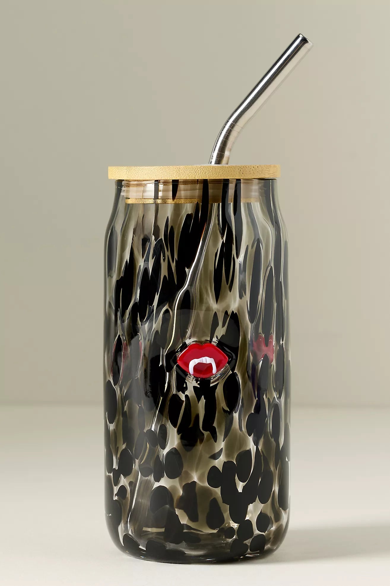 Mystic Halloween Icon Juice Glass Tumbler with Lid Fangs