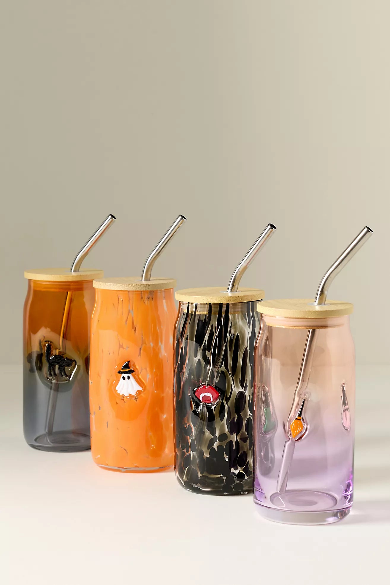 Mystic Halloween Icon Juice Glass Tumbler with Lid Fangs