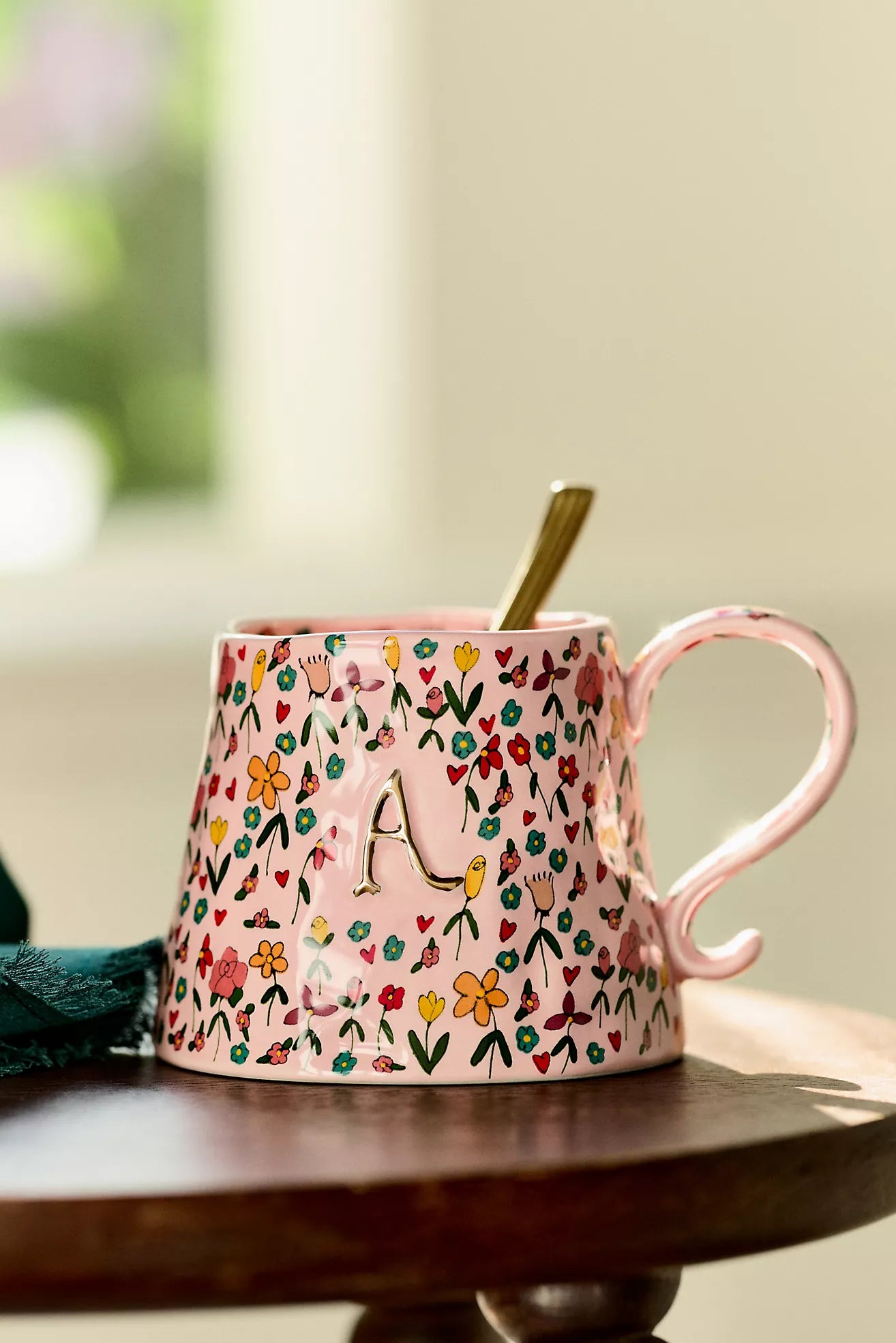 The Mud Fairy Stoneware 24k Gold Accent Monogram Mug