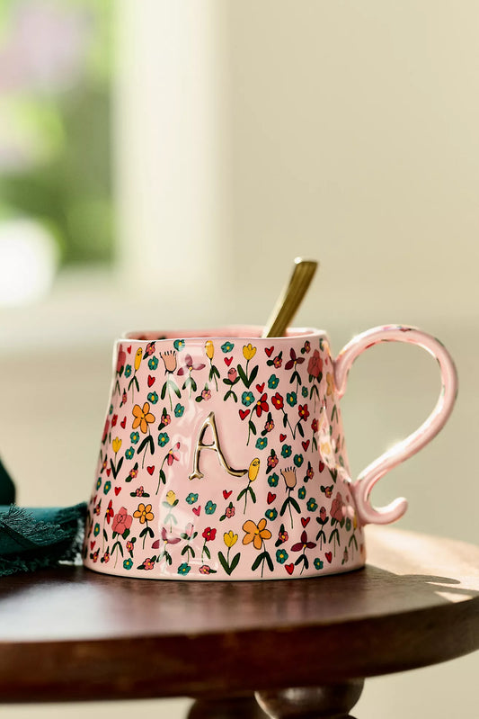 The Mud Fairy Stoneware 24k Gold Accent Monogram Mug