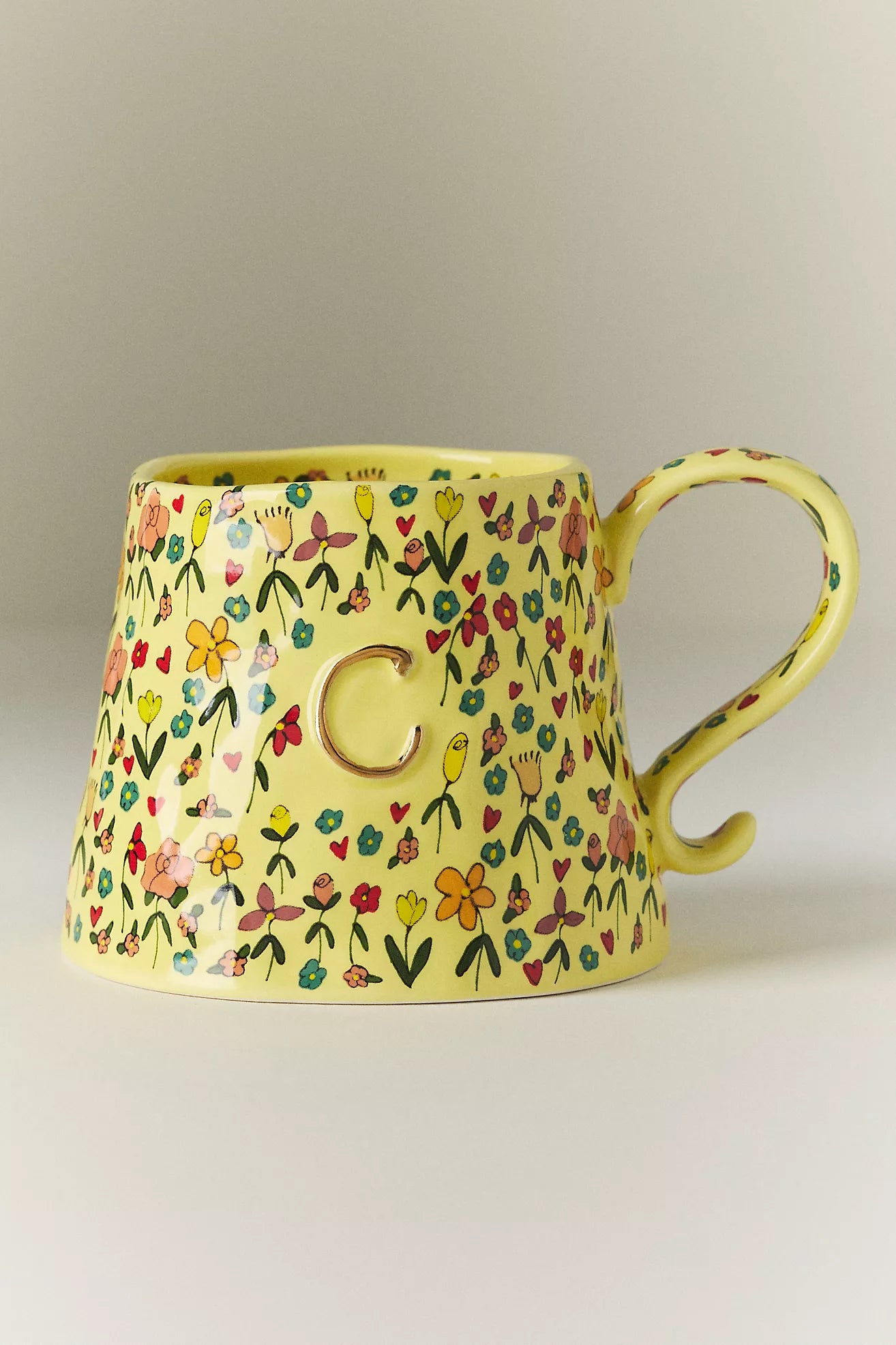 The Mud Fairy Stoneware 24k Gold Accent Monogram Mug