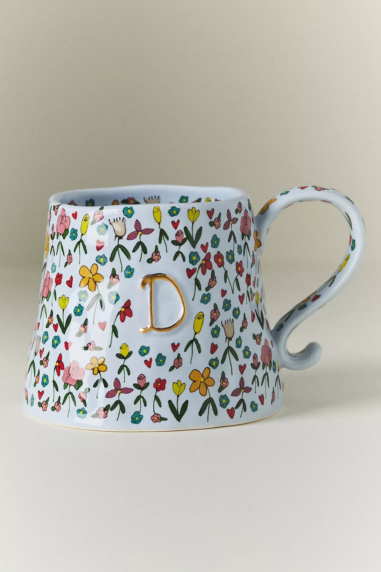 The Mud Fairy Stoneware 24k Gold Accent Monogram Mug