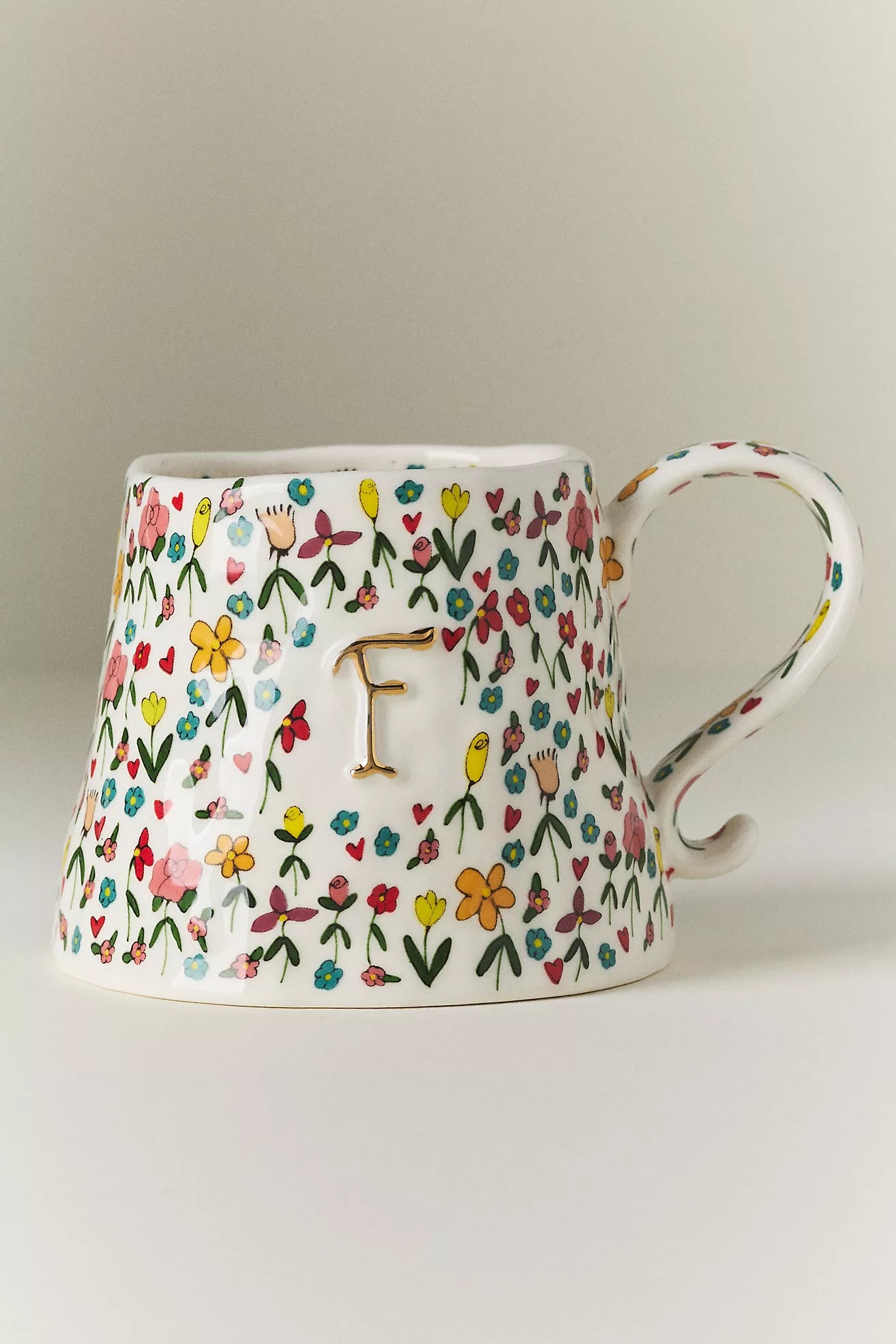 The Mud Fairy Stoneware 24k Gold Accent Monogram Mug