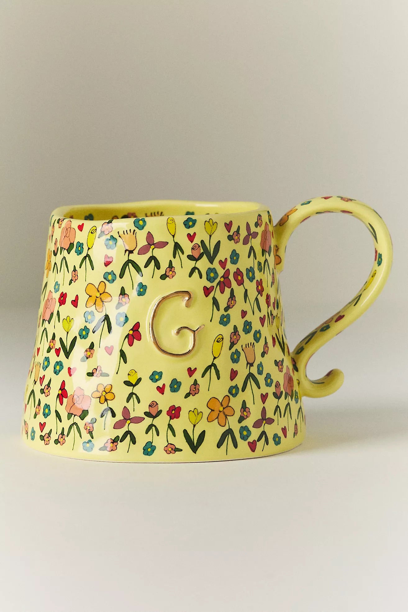 The Mud Fairy Stoneware 24k Gold Accent Monogram Mug