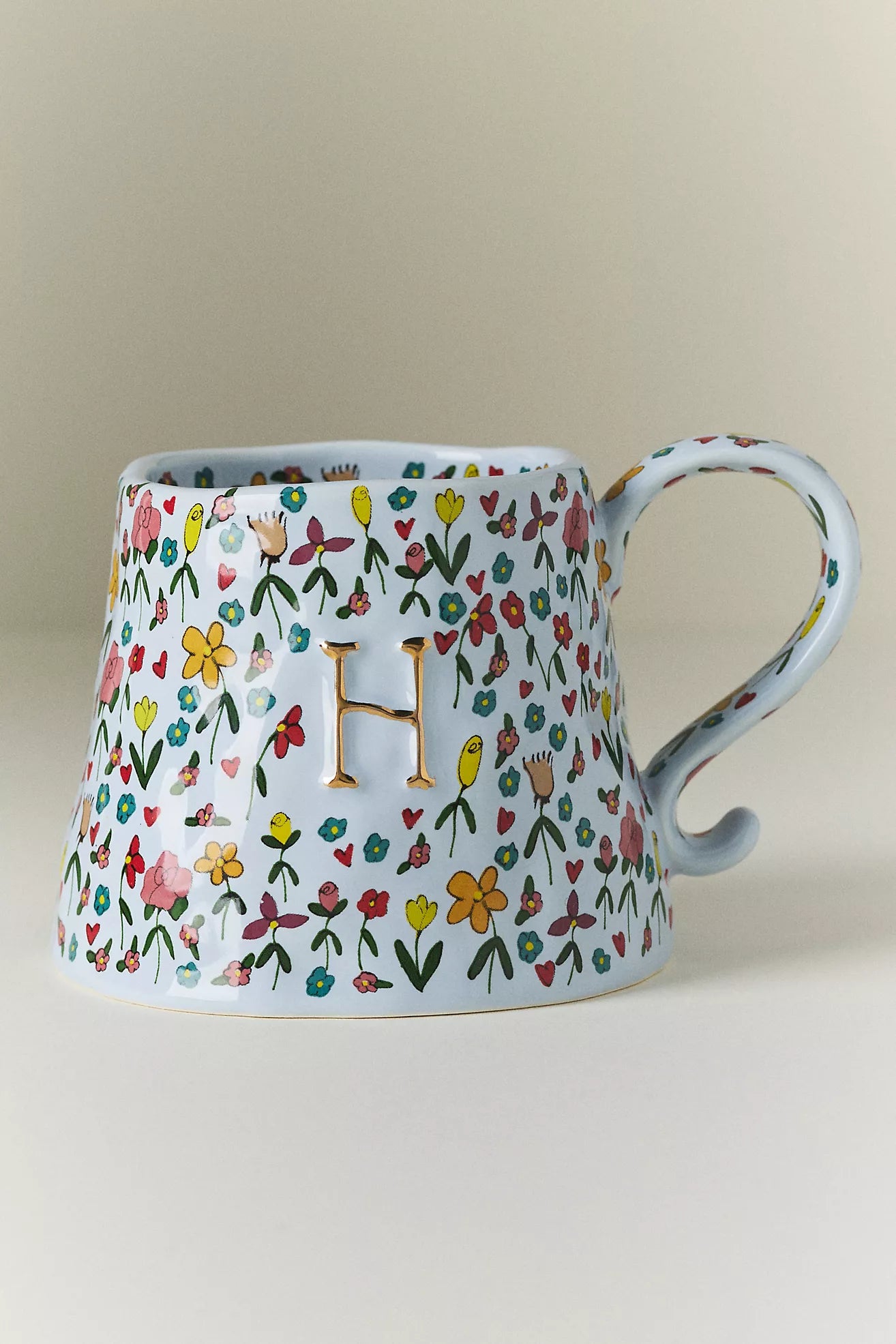 The Mud Fairy Stoneware 24k Gold Accent Monogram Mug