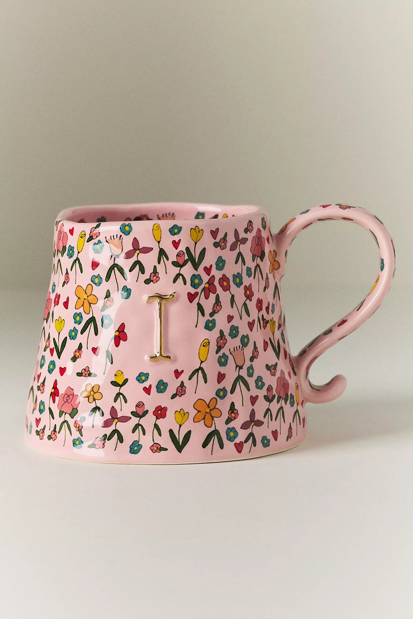The Mud Fairy Stoneware 24k Gold Accent Monogram Mug
