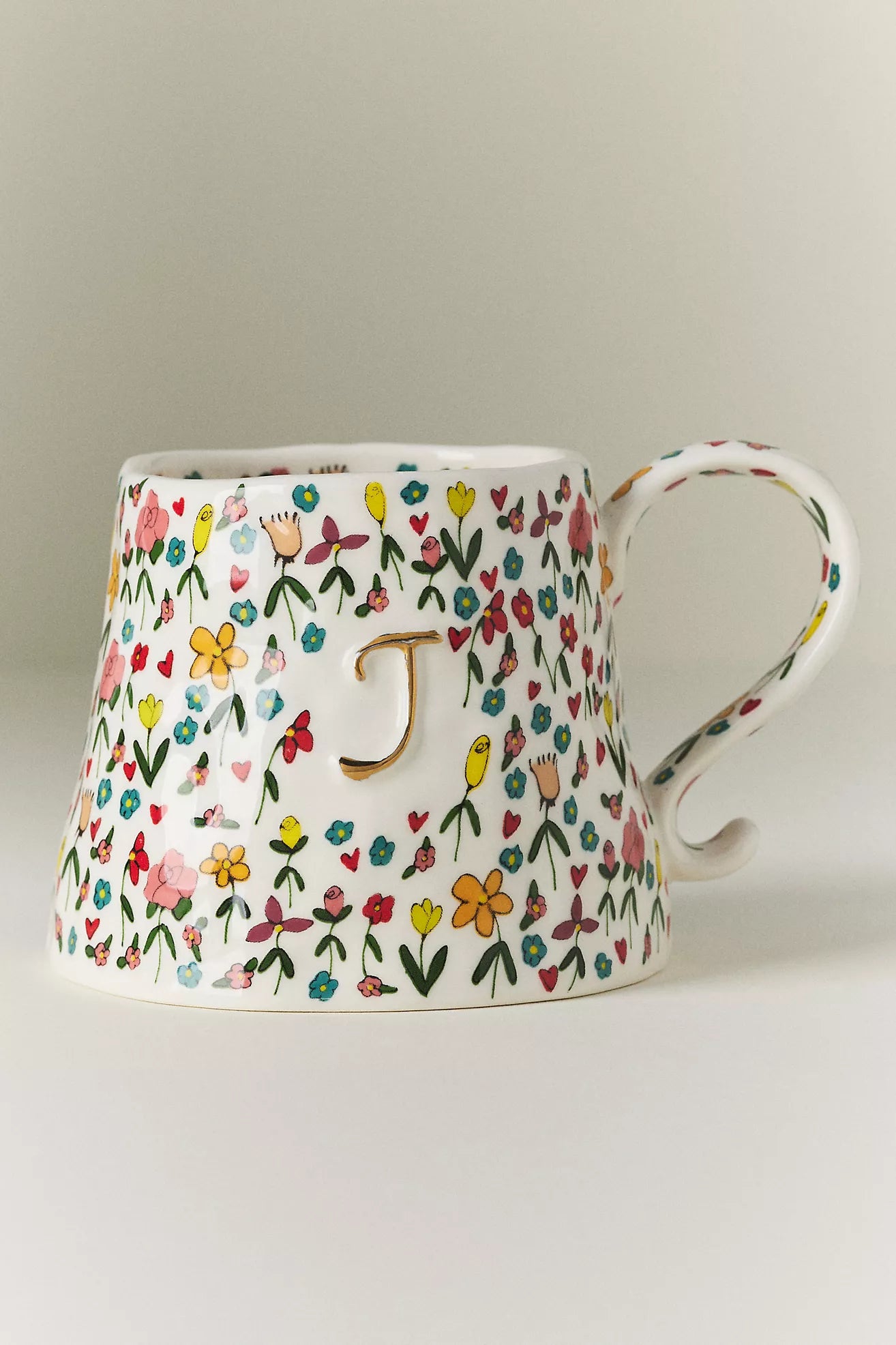 The Mud Fairy Stoneware 24k Gold Accent Monogram Mug