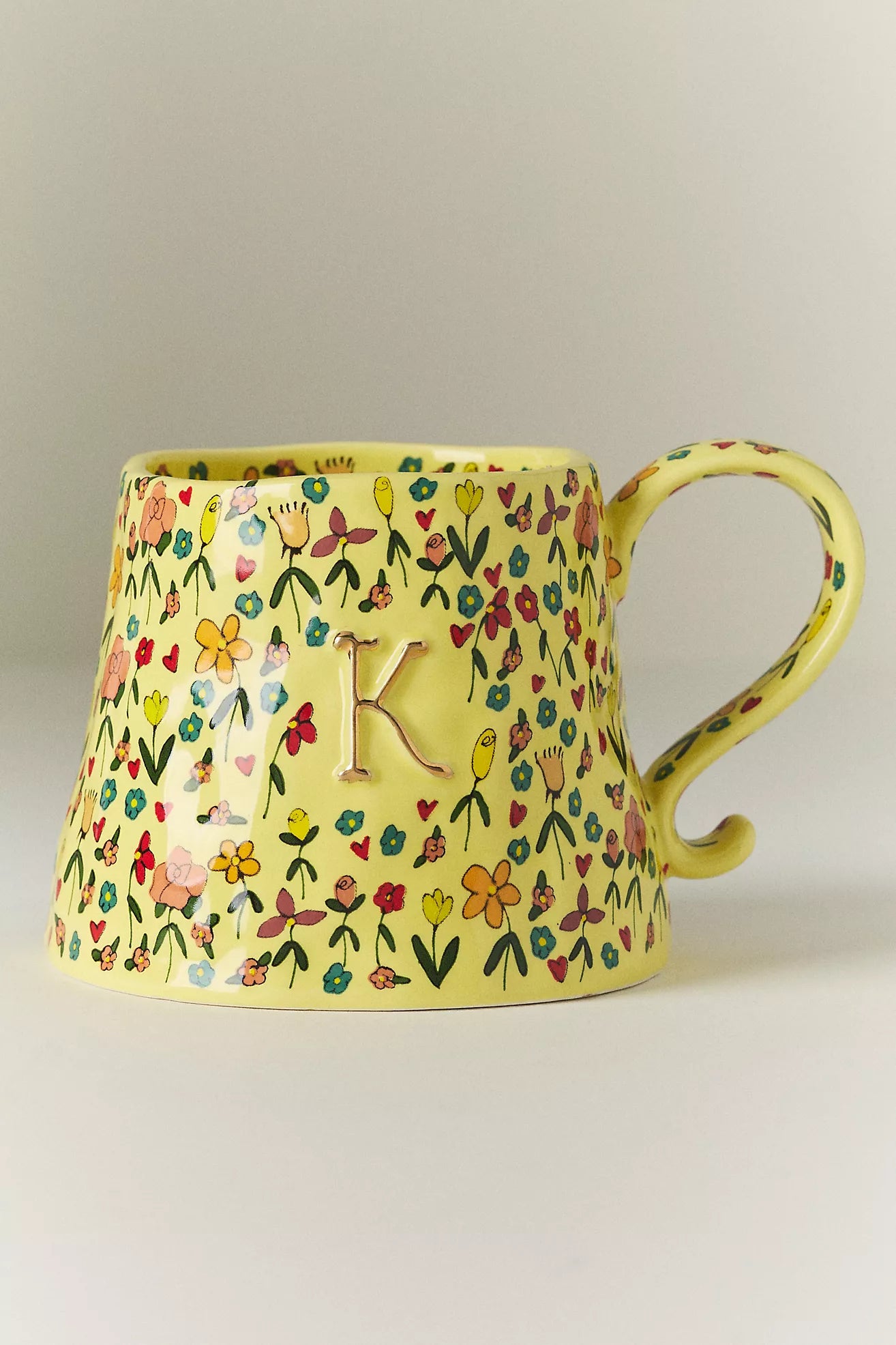 The Mud Fairy Stoneware 24k Gold Accent Monogram Mug