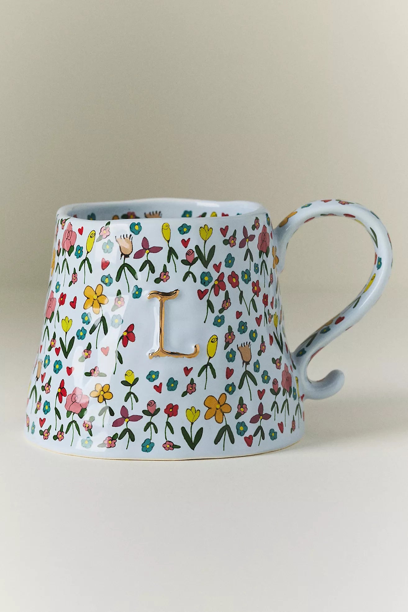 The Mud Fairy Stoneware 24k Gold Accent Monogram Mug
