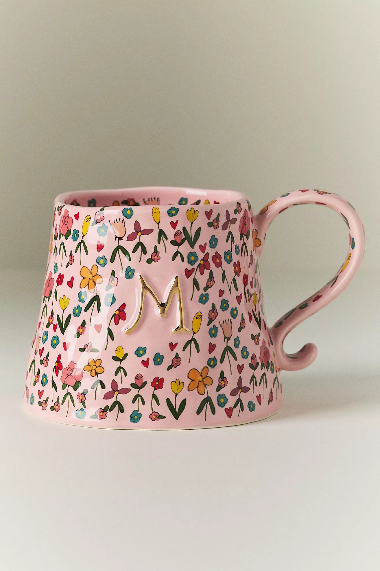 The Mud Fairy Stoneware 24k Gold Accent Monogram Mug
