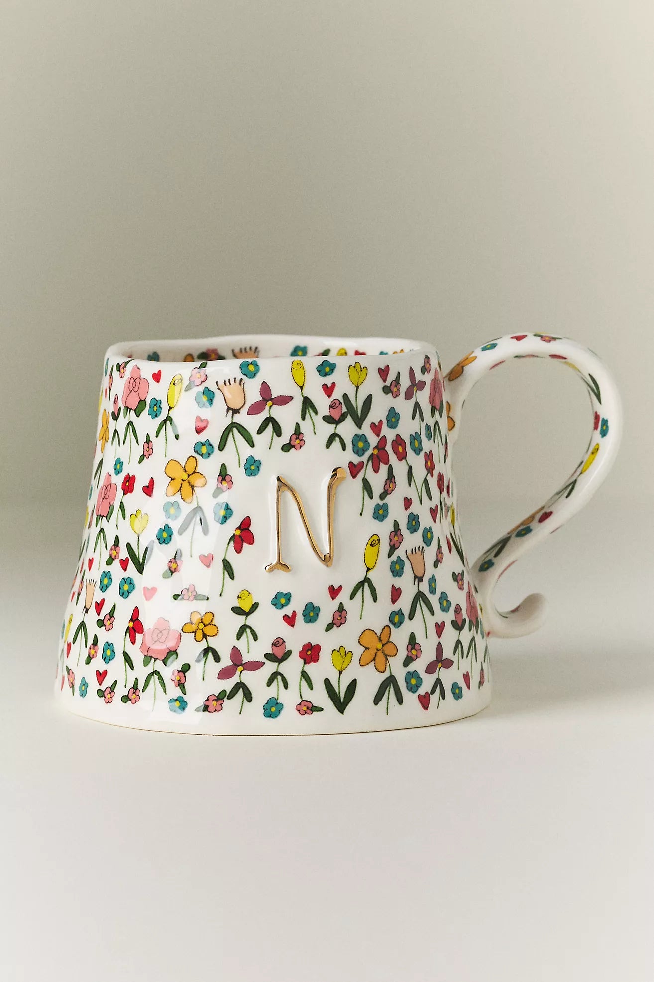 The Mud Fairy Stoneware 24k Gold Accent Monogram Mug