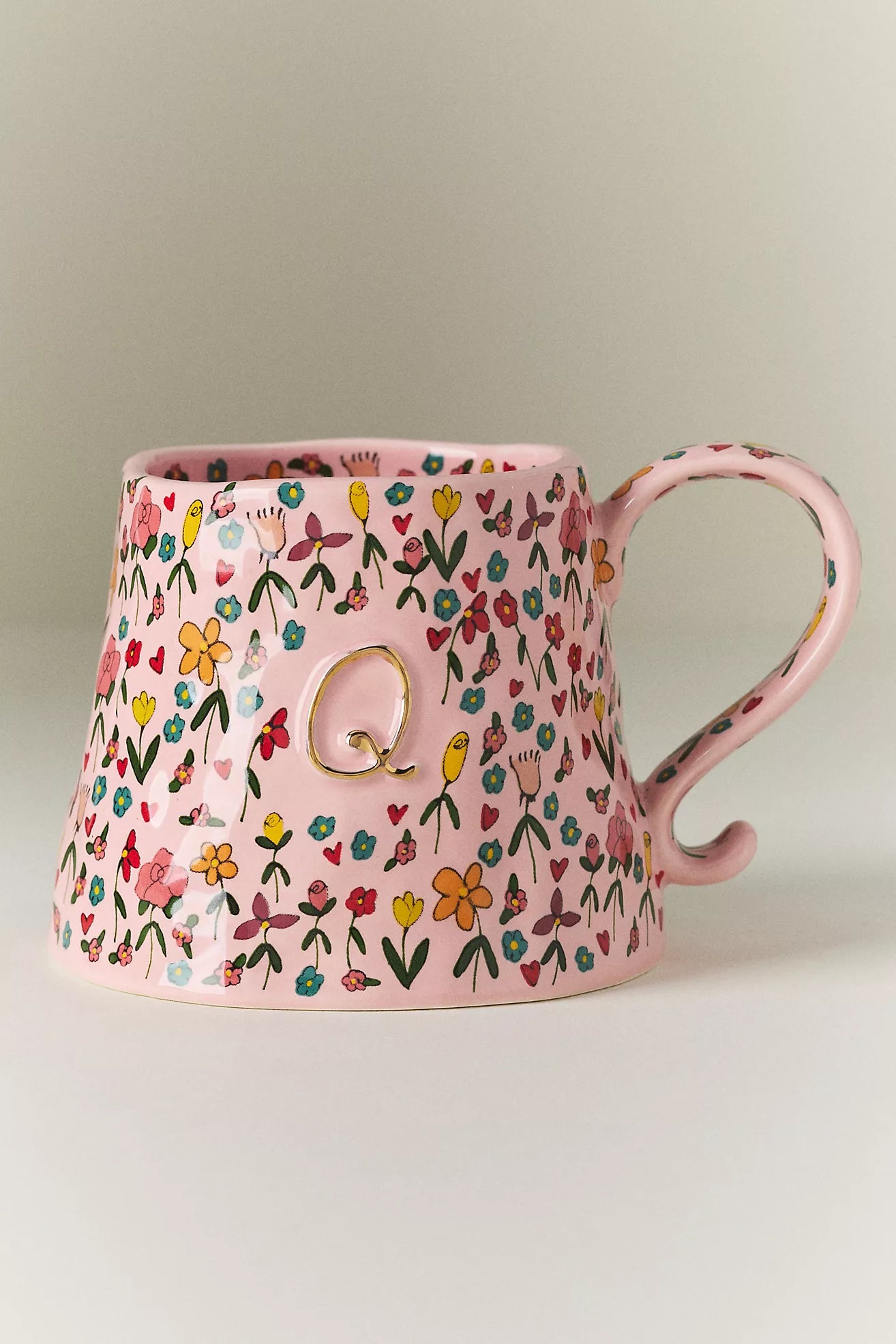 The Mud Fairy Stoneware 24k Gold Accent Monogram Mug