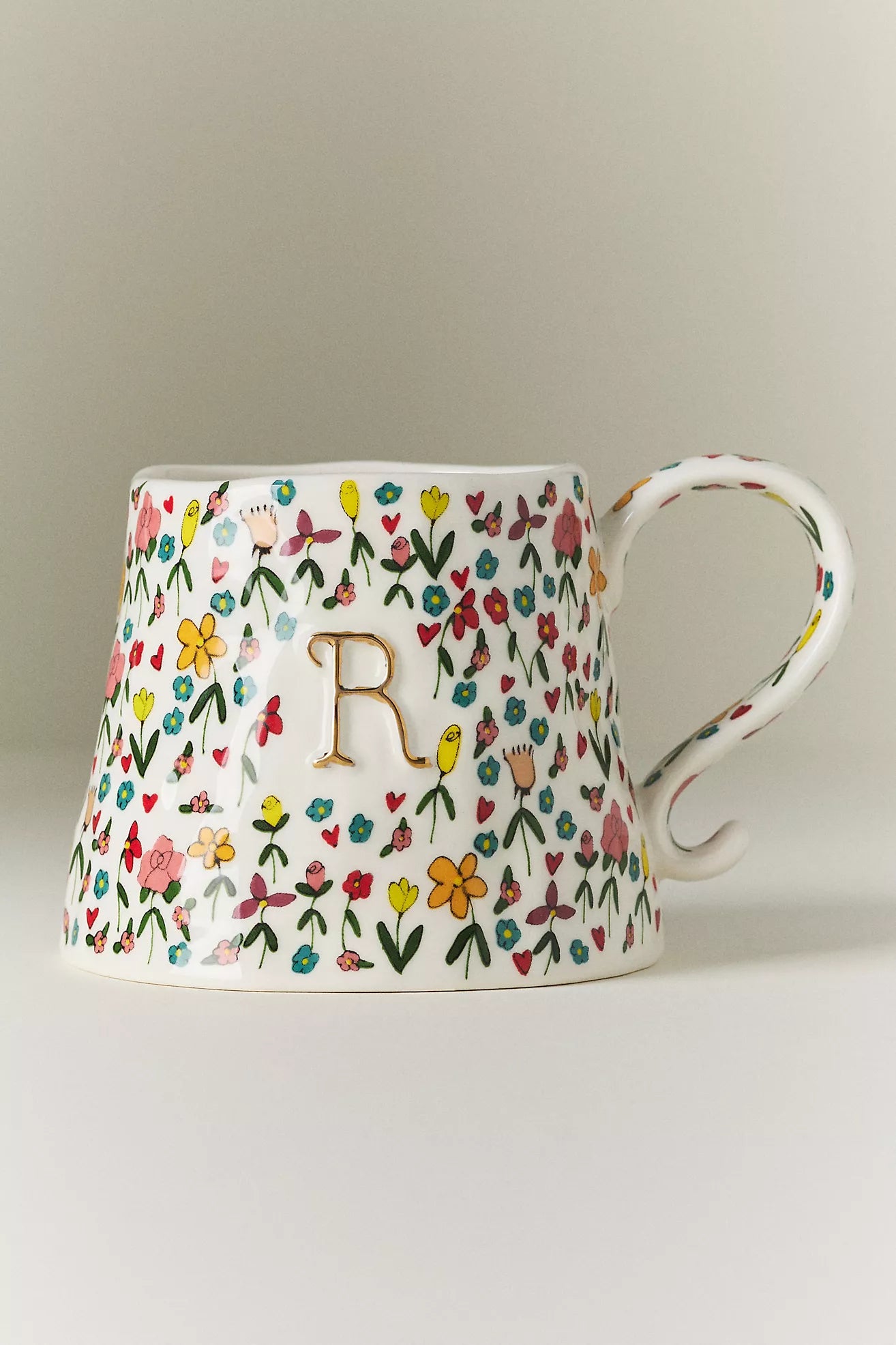 The Mud Fairy Stoneware 24k Gold Accent Monogram Mug