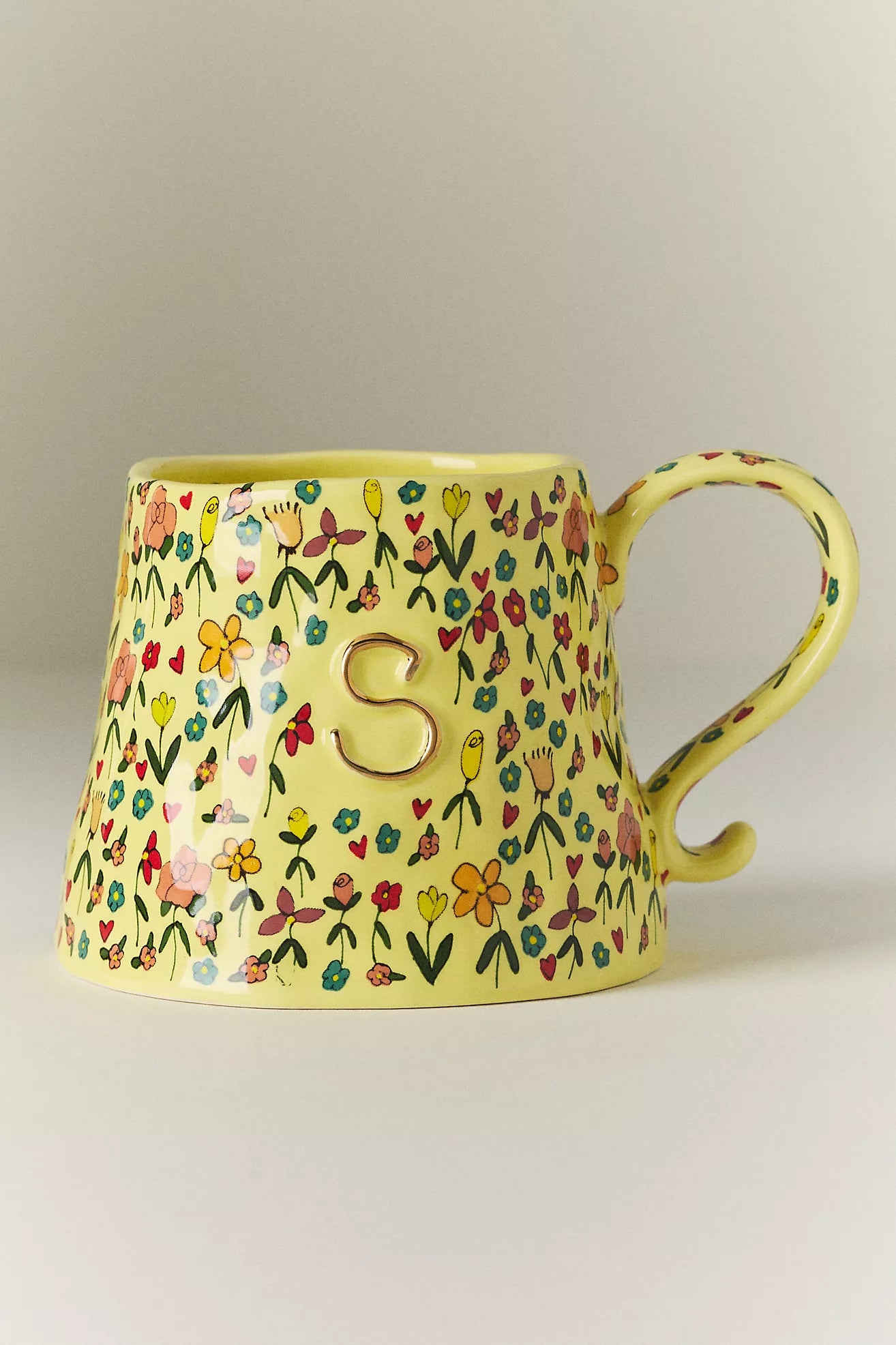 The Mud Fairy Stoneware 24k Gold Accent Monogram Mug