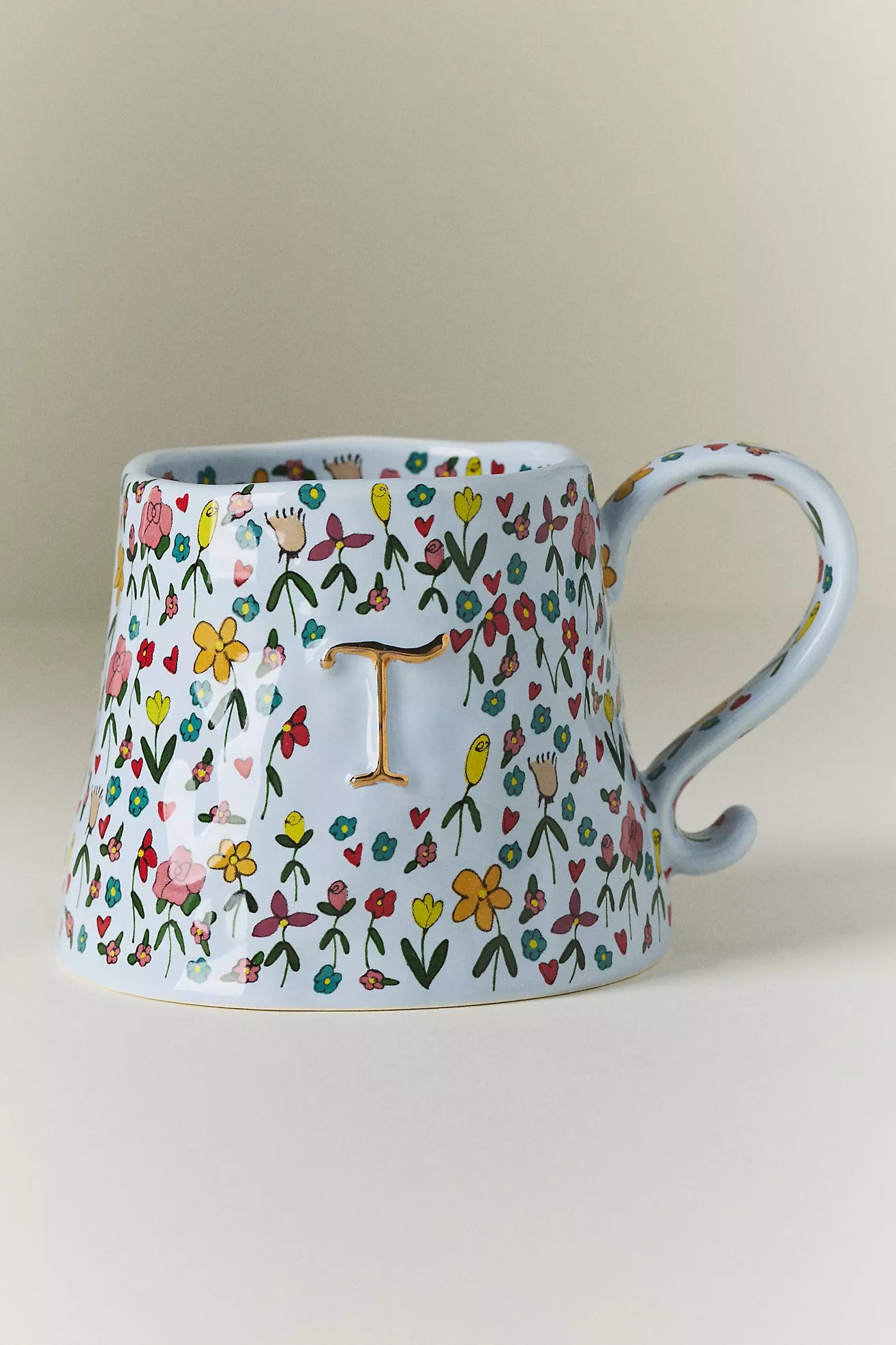 The Mud Fairy Stoneware 24k Gold Accent Monogram Mug