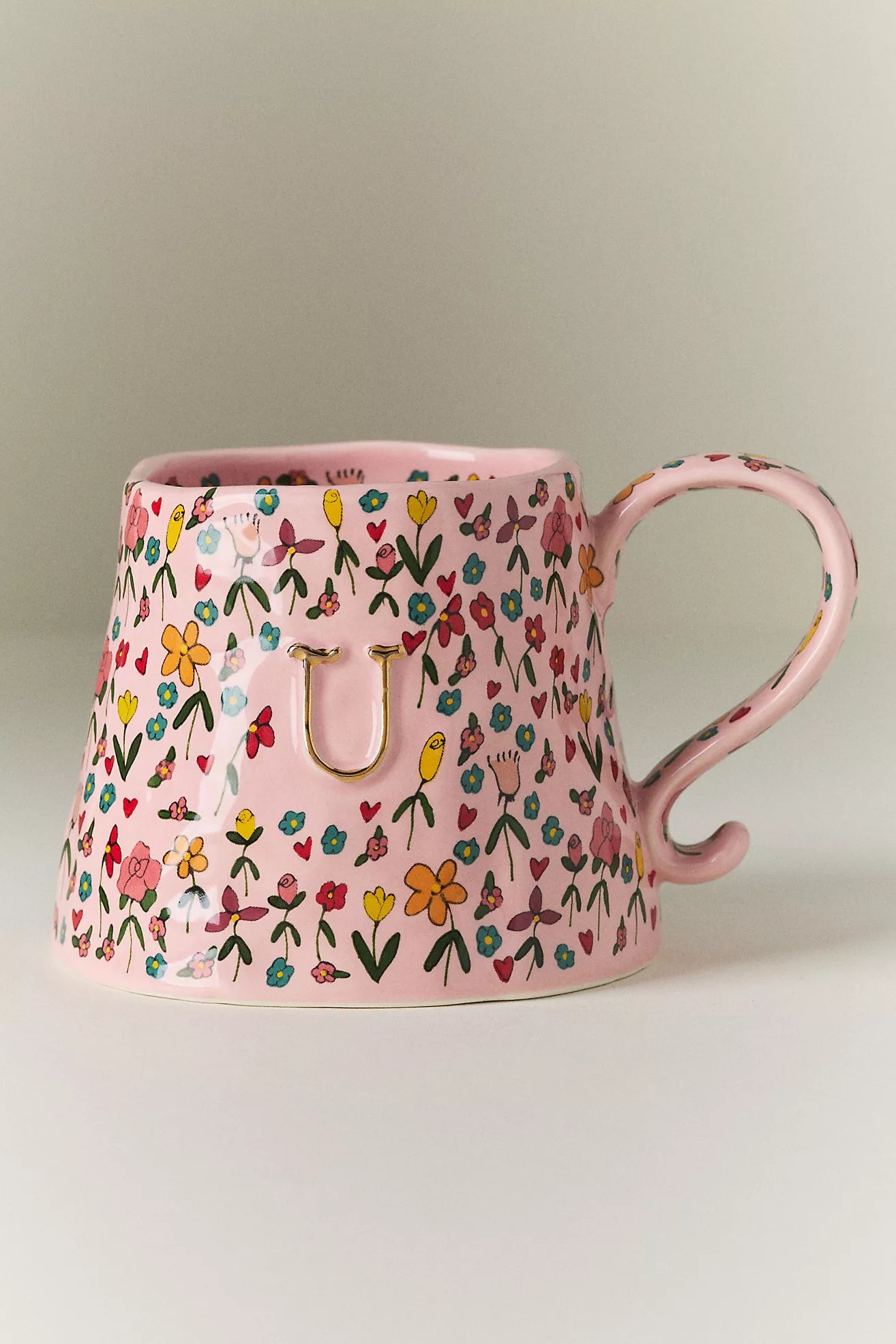 The Mud Fairy Stoneware 24k Gold Accent Monogram Mug