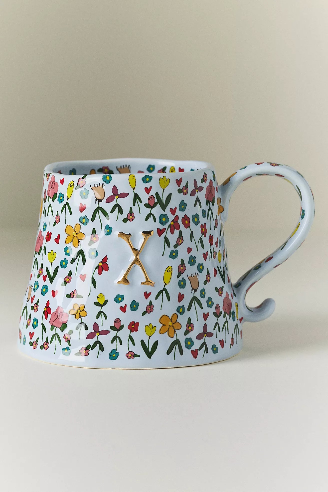 The Mud Fairy Stoneware 24k Gold Accent Monogram Mug
