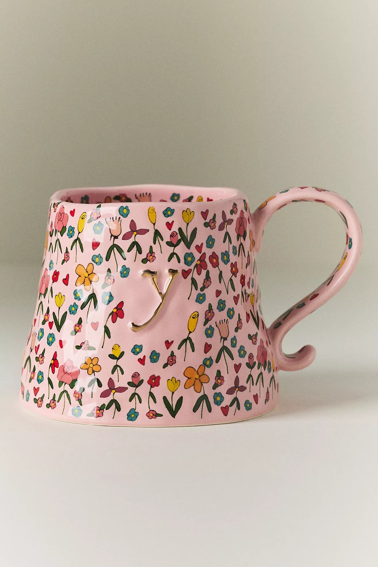 The Mud Fairy Stoneware 24k Gold Accent Monogram Mug
