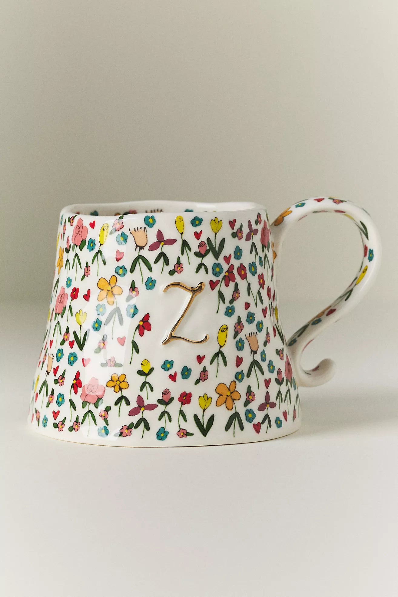 The Mud Fairy Stoneware 24k Gold Accent Monogram Mug