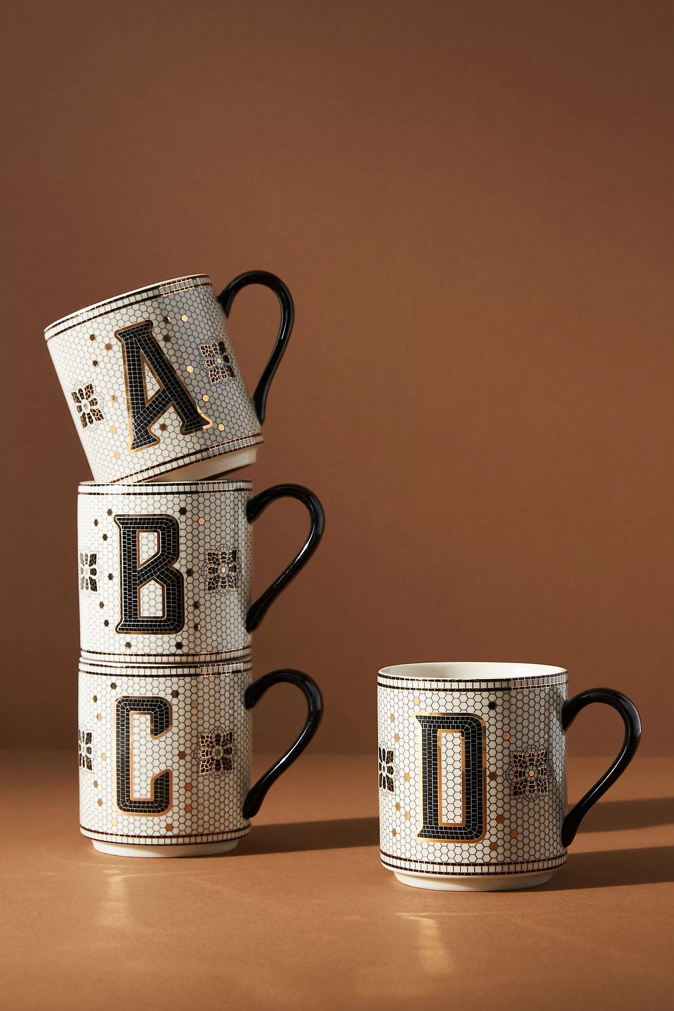 Bistro Tile Stoneware Mug: Monogram Edition Letter