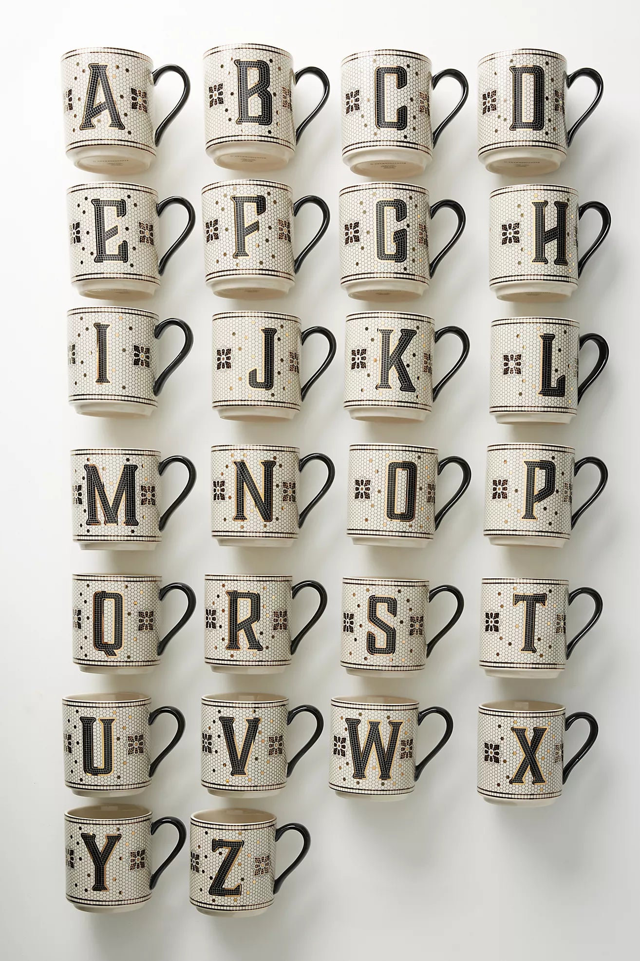 Bistro Tile Stoneware Mug: Monogram Edition Letter
