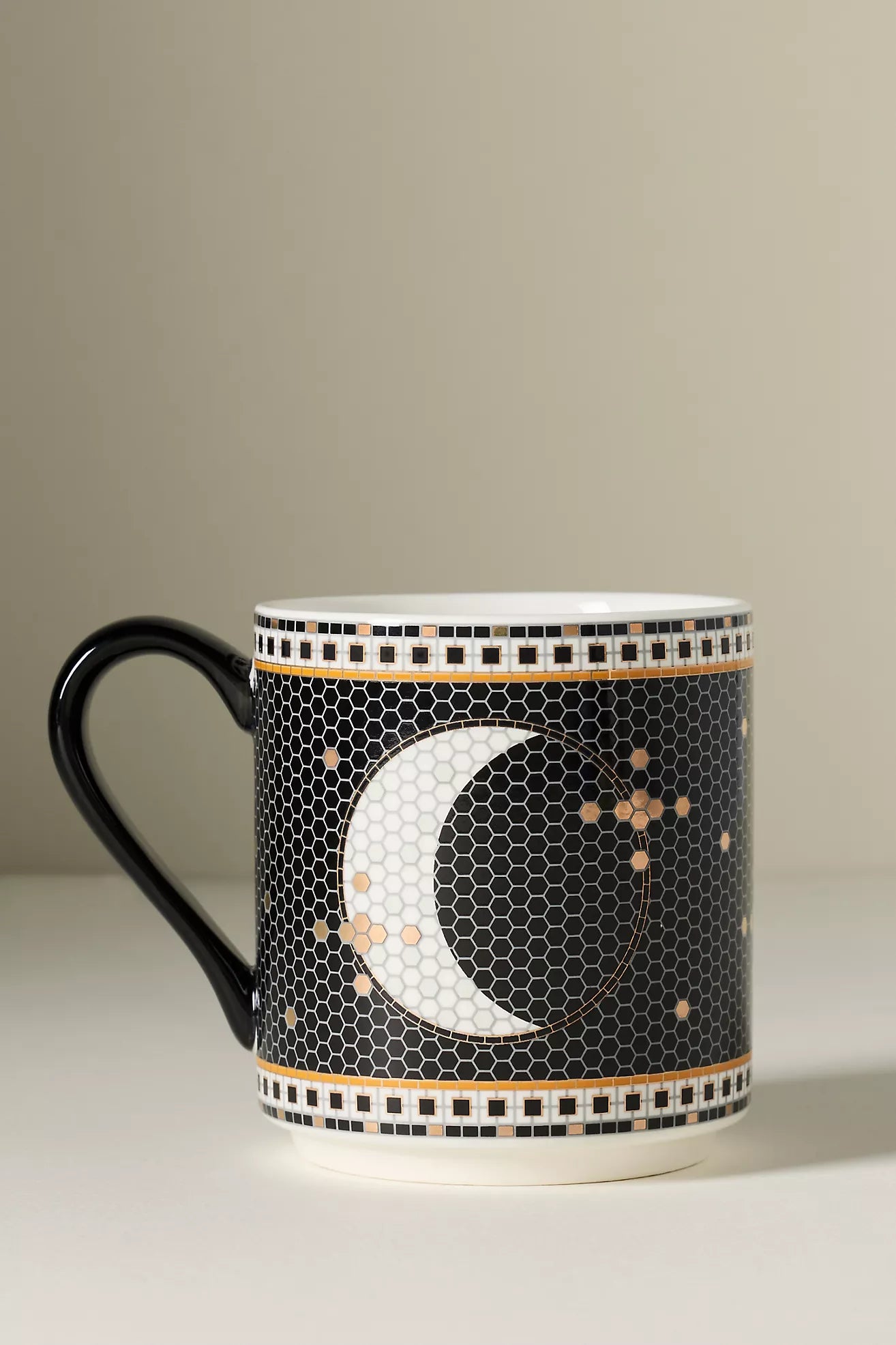 Bistro Tile Stoneware 24k Gold Accent Halloween Mug Owl