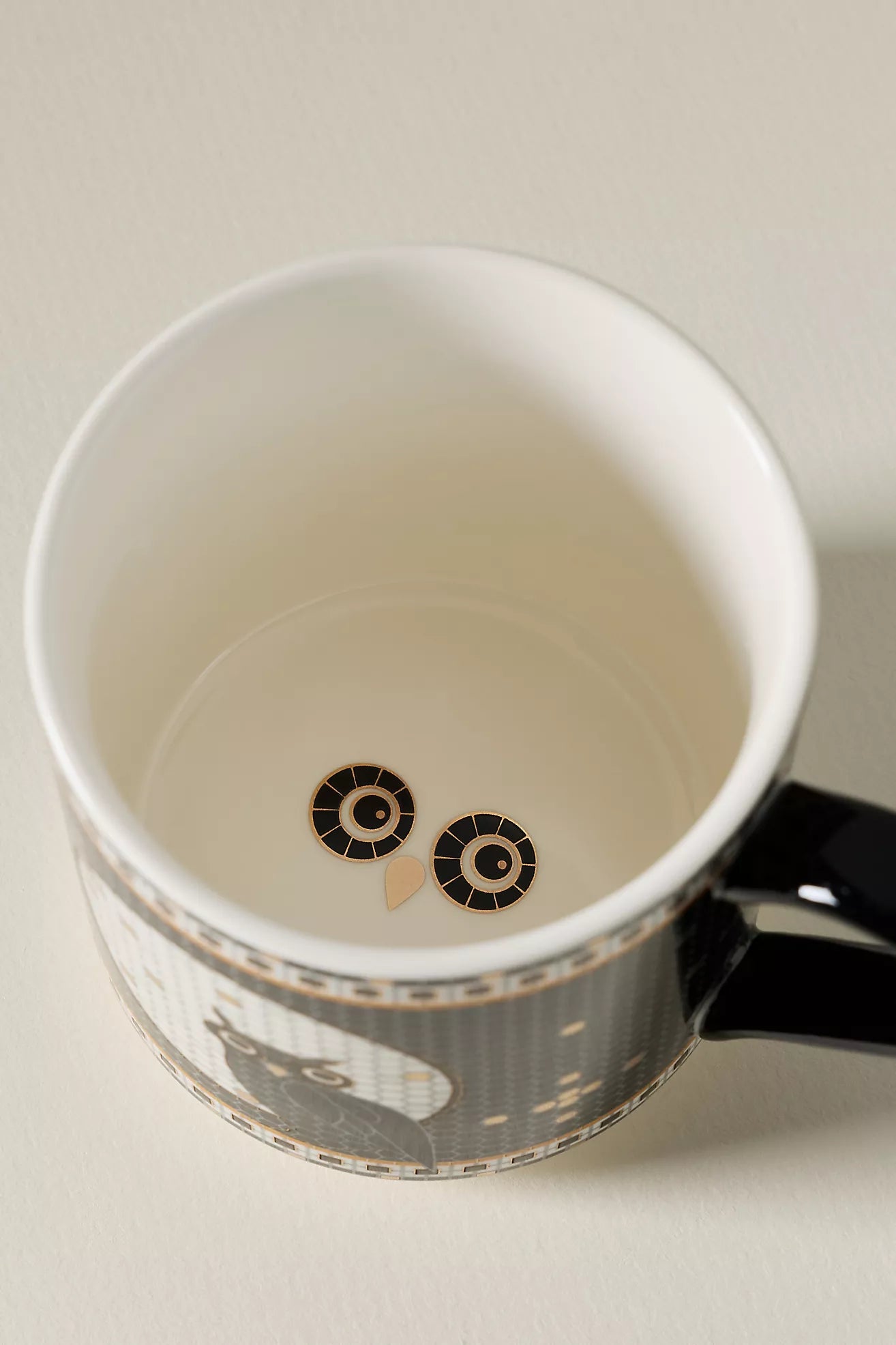 Bistro Tile Stoneware 24k Gold Accent Halloween Mug Owl