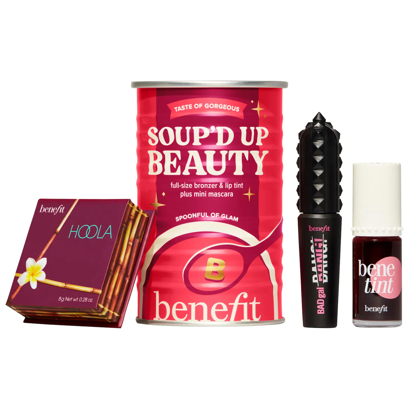 BENEFIT COSMETICS Soup'd Up Beauty - Benetint, Hoola Bronzer and Mini BADgal BANG! Trio