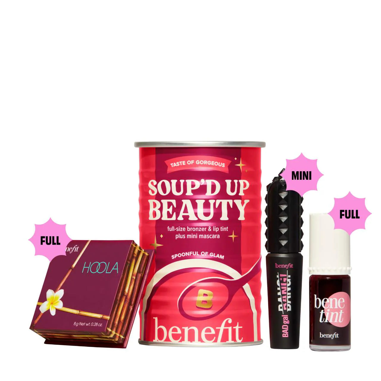 BENEFIT COSMETICS Soup'd Up Beauty - Benetint, Hoola Bronzer and Mini BADgal BANG! Trio